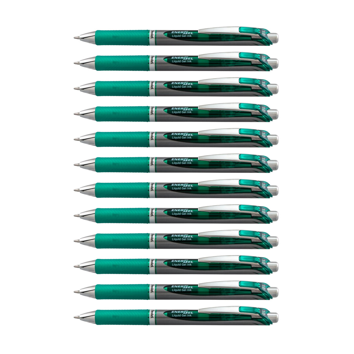 Pentel EnerGel RTX Retractable Liquid Gel Pen, Bold Line, Metal Tip, Green Ink (BL80-D), 1.0mm