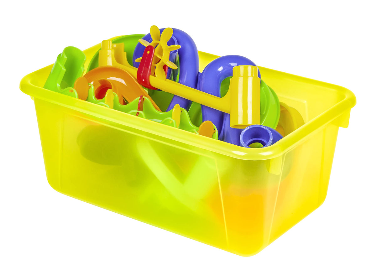 Storex Small Cubby Bins – Plastic Storage Containers for Classroom with Non-Snap Lid, 12.2 x 7.8 x