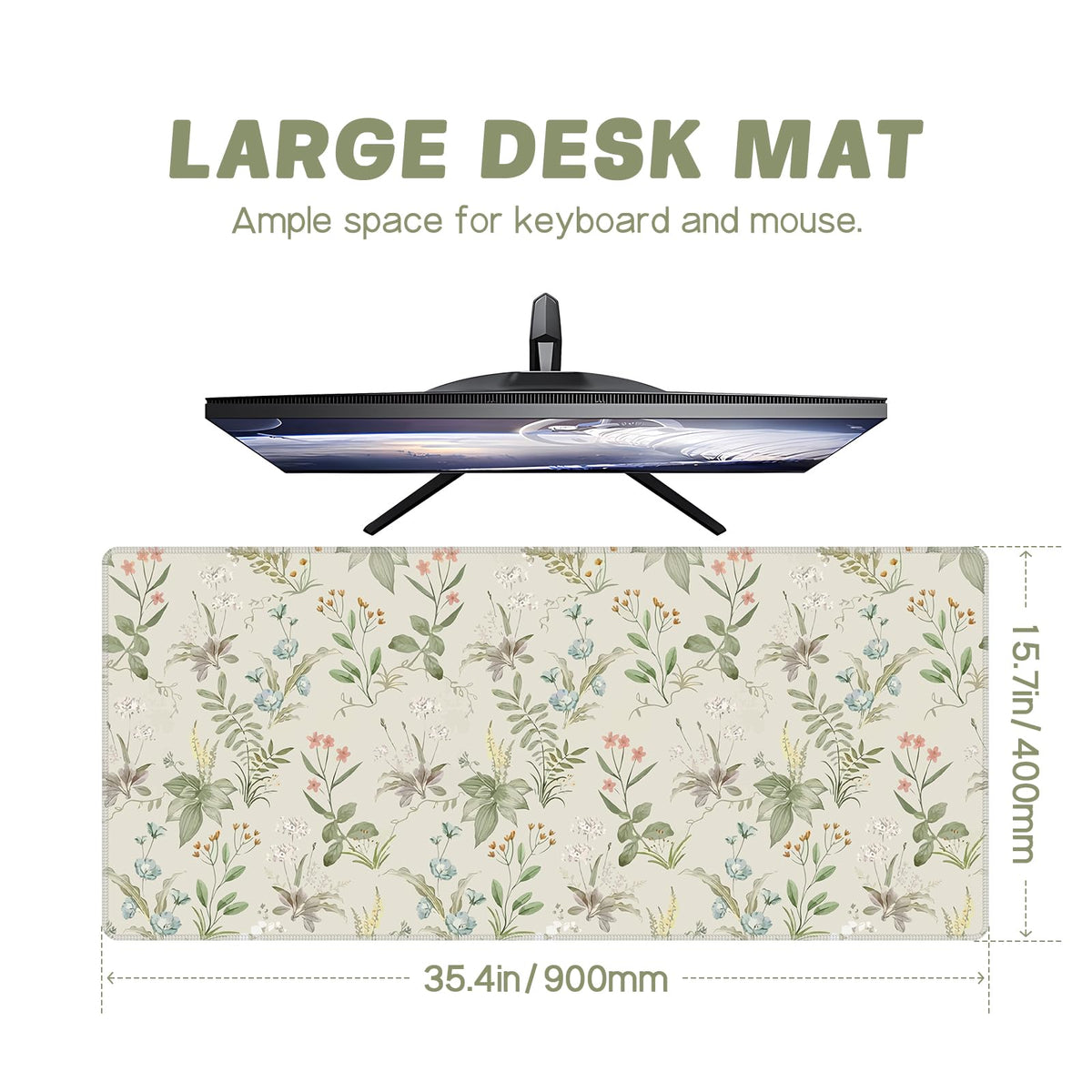 Baziabbo Green Desk Mat,XXL Extended Large Mouse Pad,Gaming Mousepad with Stitched Edge,Non-Slip