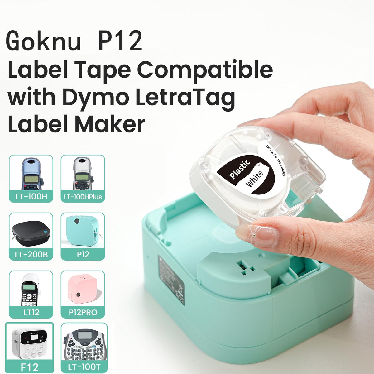 Goknu 5 Pack P12 Label Tape Compatible with Dymo Label Maker Refills