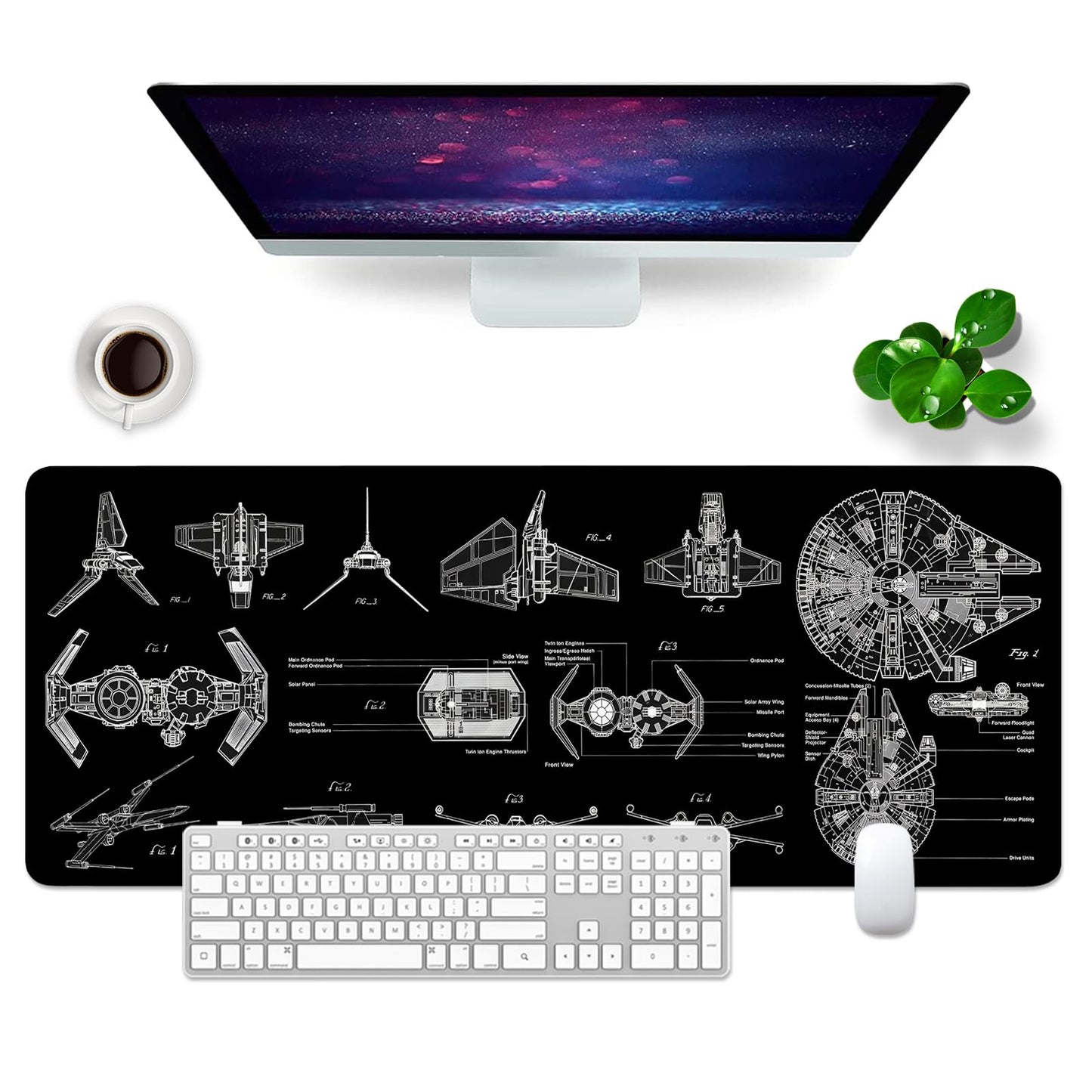 Black Gaming Mouse Pad Large Mouse Pad XL Desk Mat 31.5x11.8x0.12 inch Large Desk Pad Design
