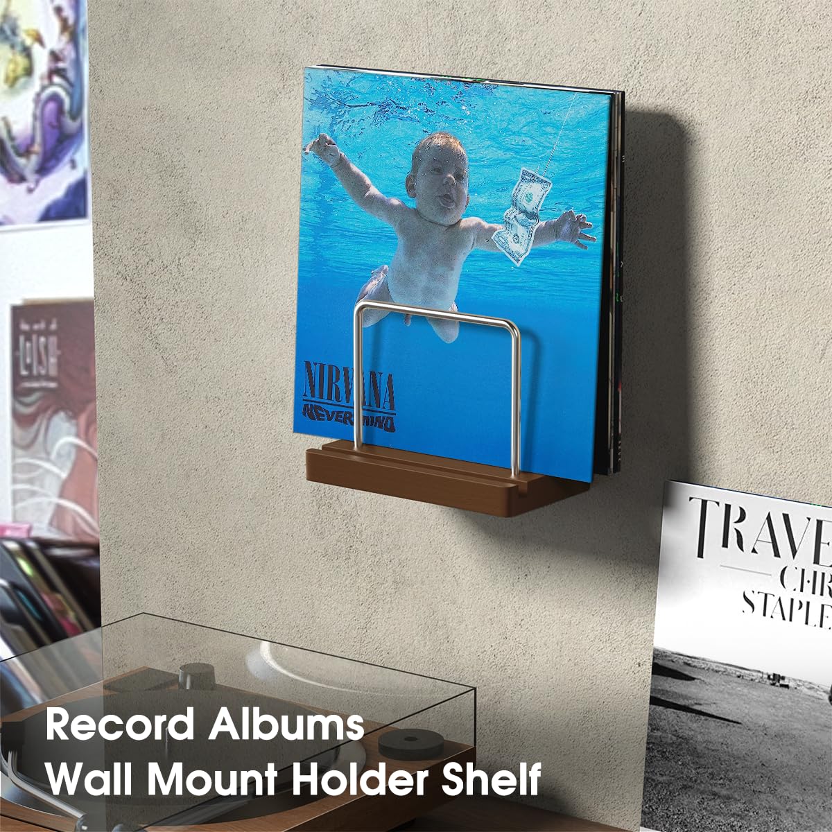 TAKMORK Record Holder Vinyl Display Storage: Vinyl Record Storage Holder Solid Wood Albums Stand