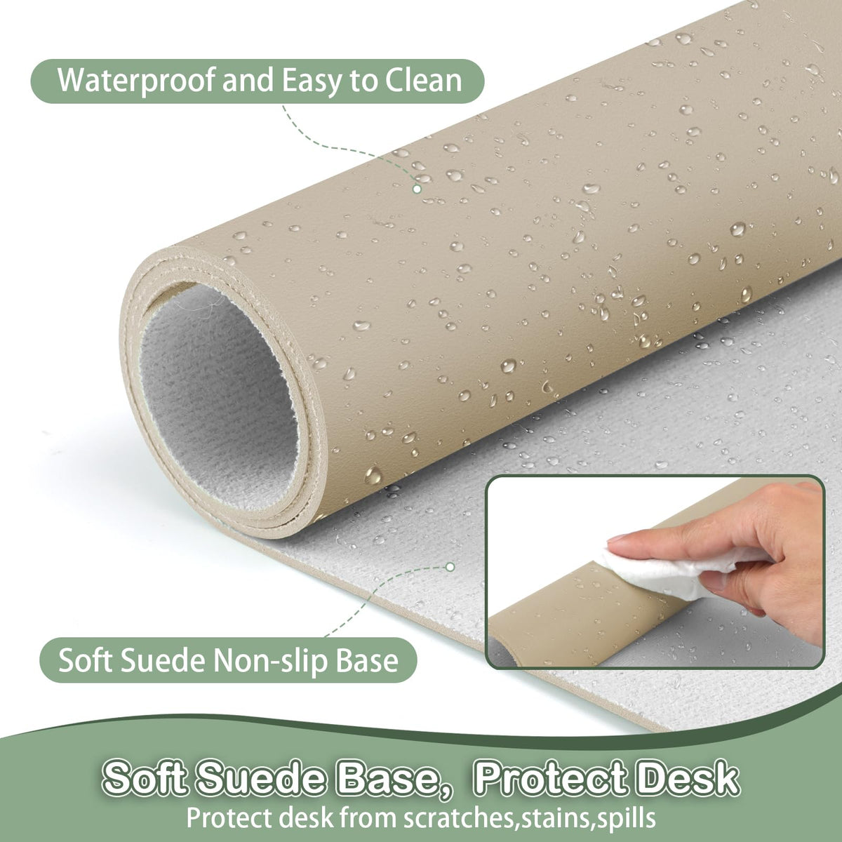 Boutilon Leather Desk Pad Protector,Non-Slip Mouse Pad,Laptop Desk Pad,Office Mouse Mat,Waterproof