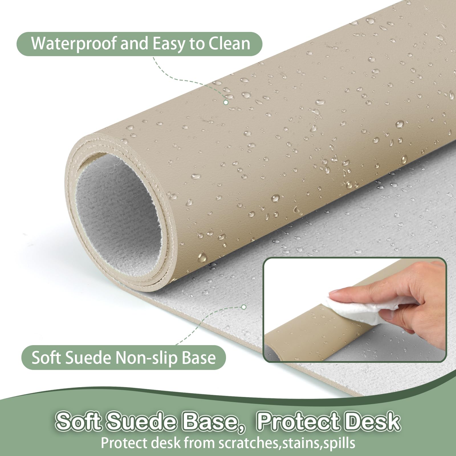 Boutilon Leather Desk Pad Protector,Non-Slip Mouse Pad,Laptop Desk Pad,Office Mouse Mat,Waterproof