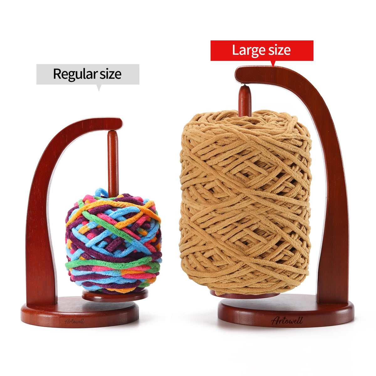 Yarn Holder for Crocheting with Magnetic Yarn Spinner-Warm Brown-Enlarg