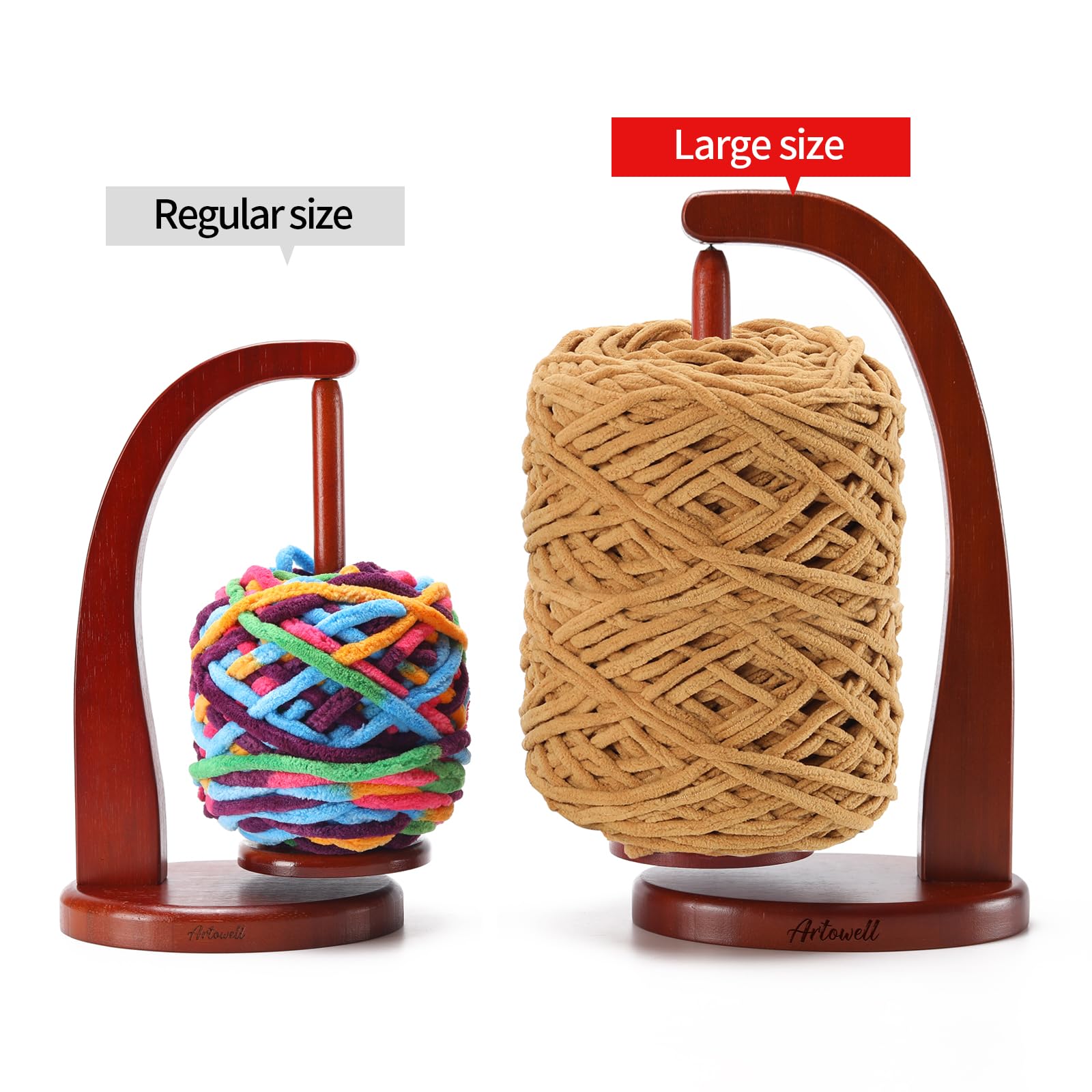 Yarn Holder for Crocheting with Magnetic Yarn Spinner-Warm Brown-Enlarg