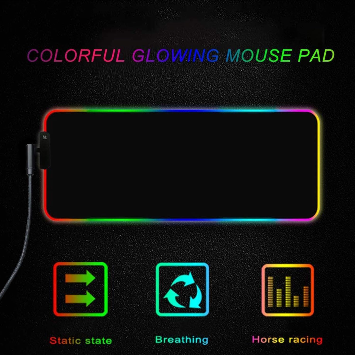 Personalized RGB LED Extended Mouse Pad - Customized Large Mousepad for Office & Dorm - Custom