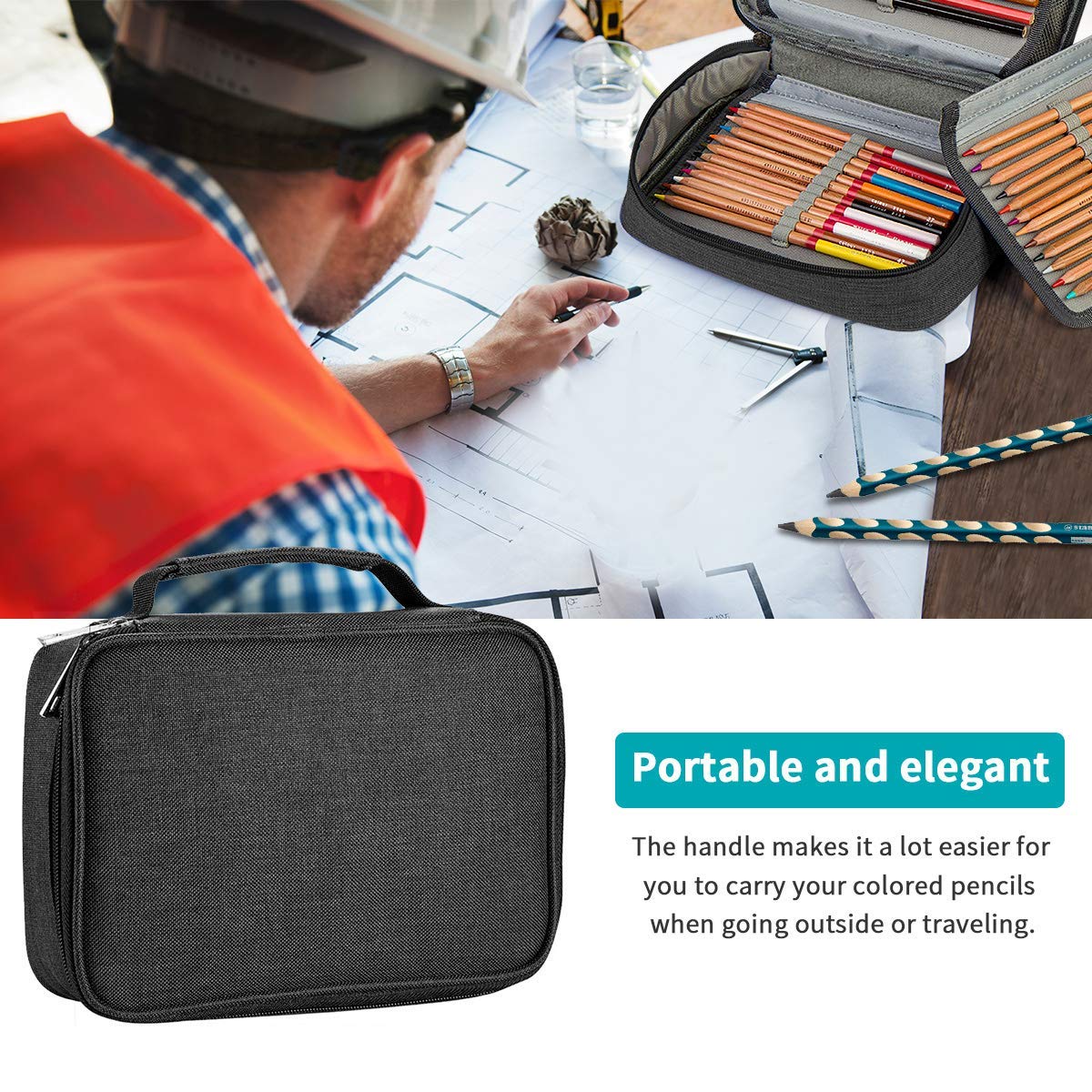 Number-one Large Capacity Pencil Case, 72 Slots Colored Pencil Pouch Bag Portable Pencil Holder
