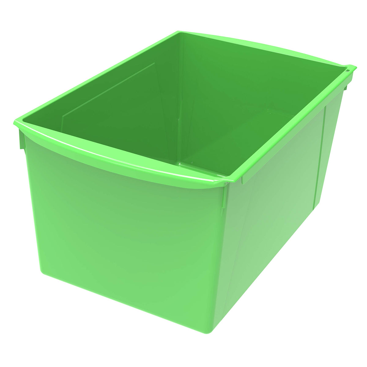 Storex Extra-Large Book Bin, Interlocking Plastic Organizer for Home, Office and Classroom, Green