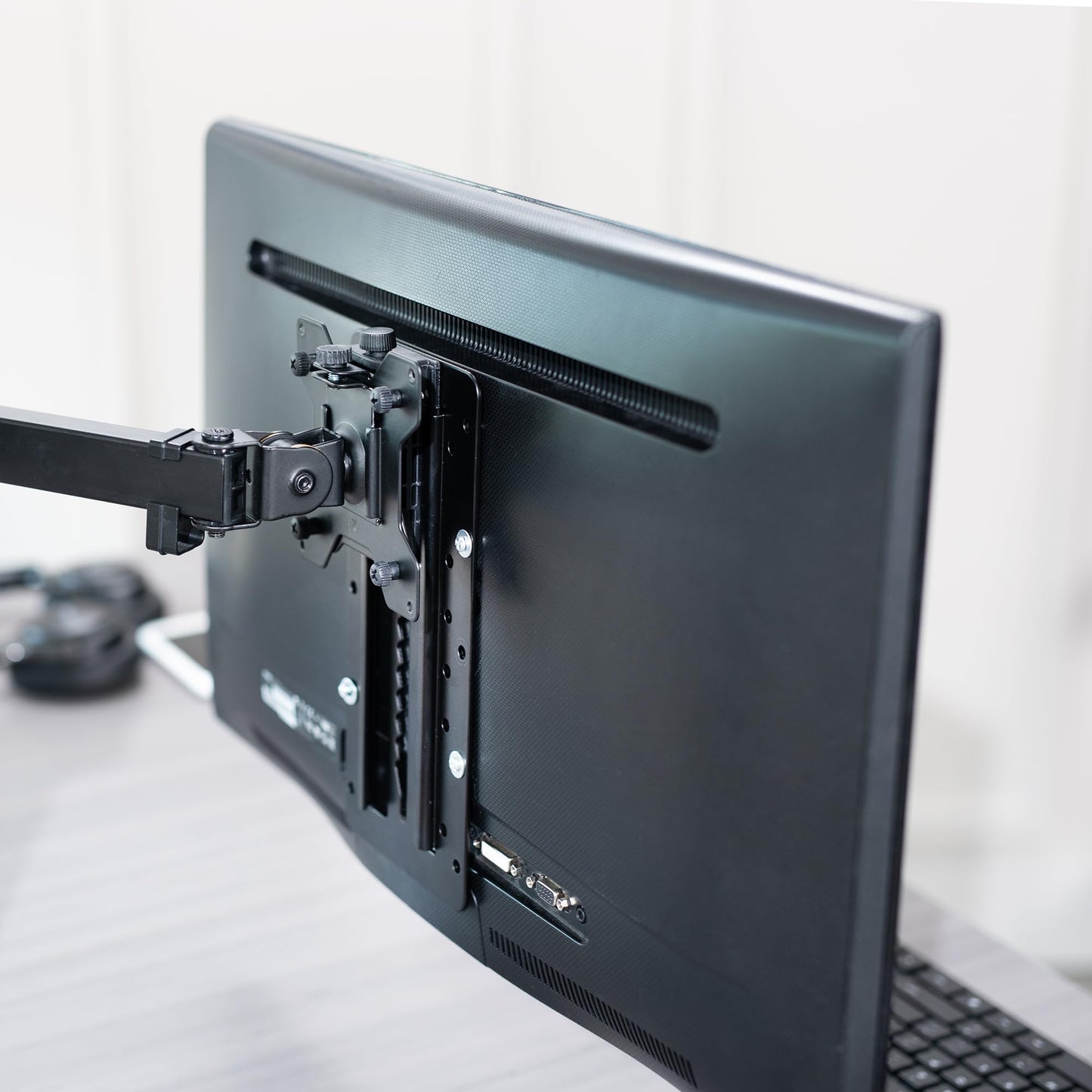 VIVO Height Adjustable VESA Adapter Stand for Individual Monitors up to 27 Inches Black