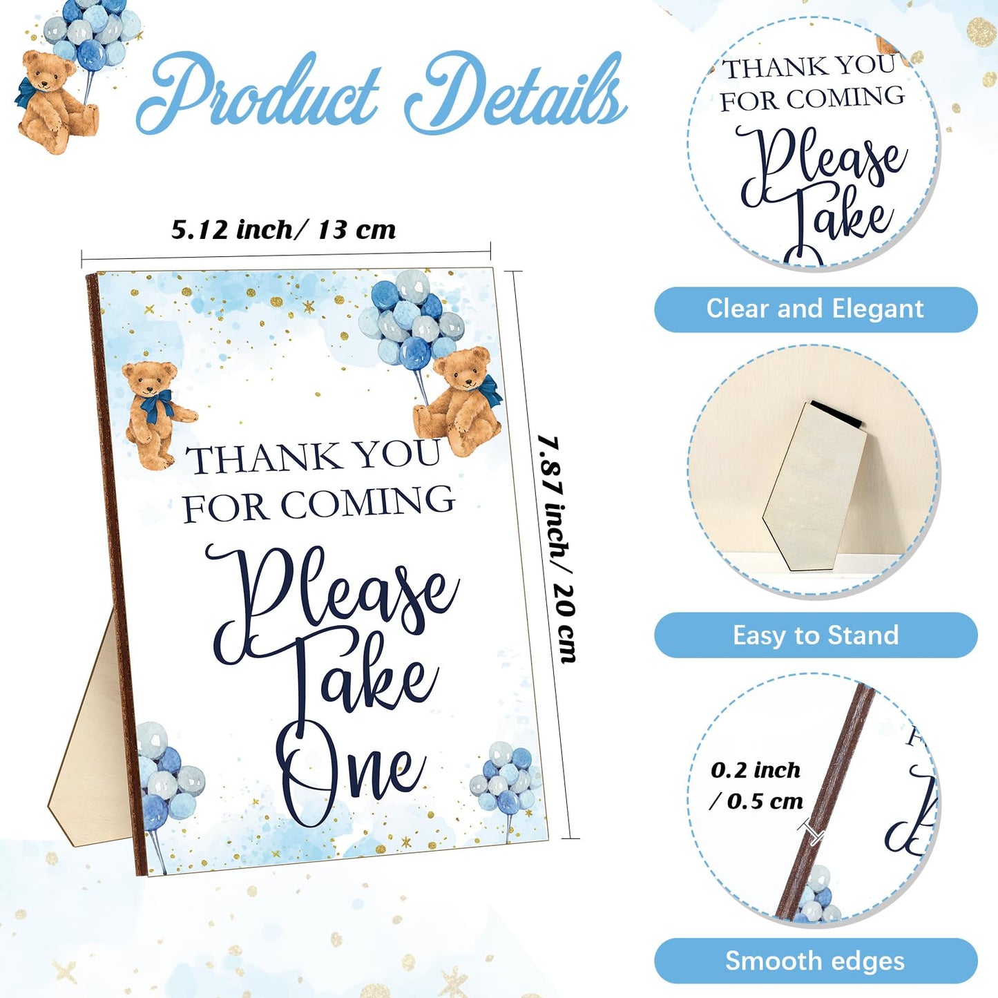 Qeeenar 50 Set Gender Reveal Gifts for Guests Baby Shower Favors, Blue
