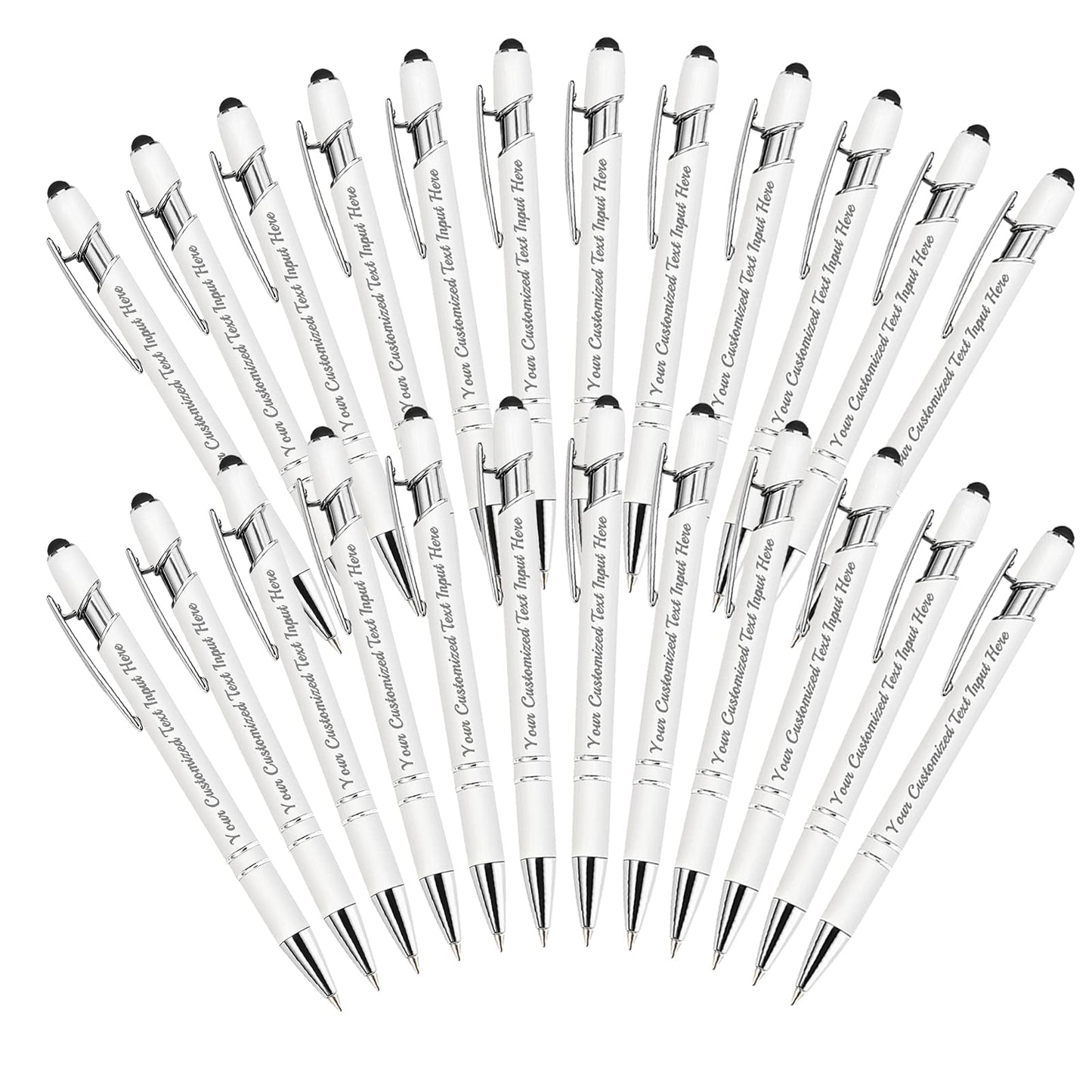 Betenshtresk Personalized Ballpoint Pen 24pcs, Custom Pens Free Engraved Bulk with Name Logo, Soft