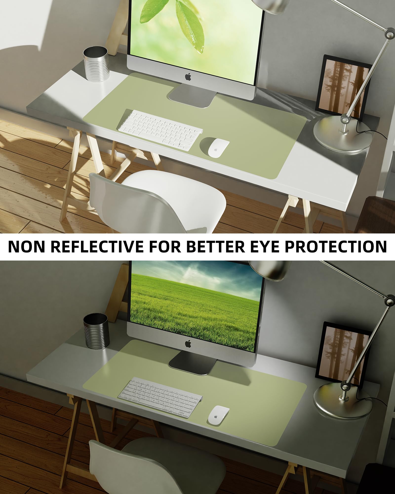 AFIING Leather Desk Pad Protector,Mouse Pad,Office Desk Mat, Non-Slip PU Leather Desk Blotter,Large