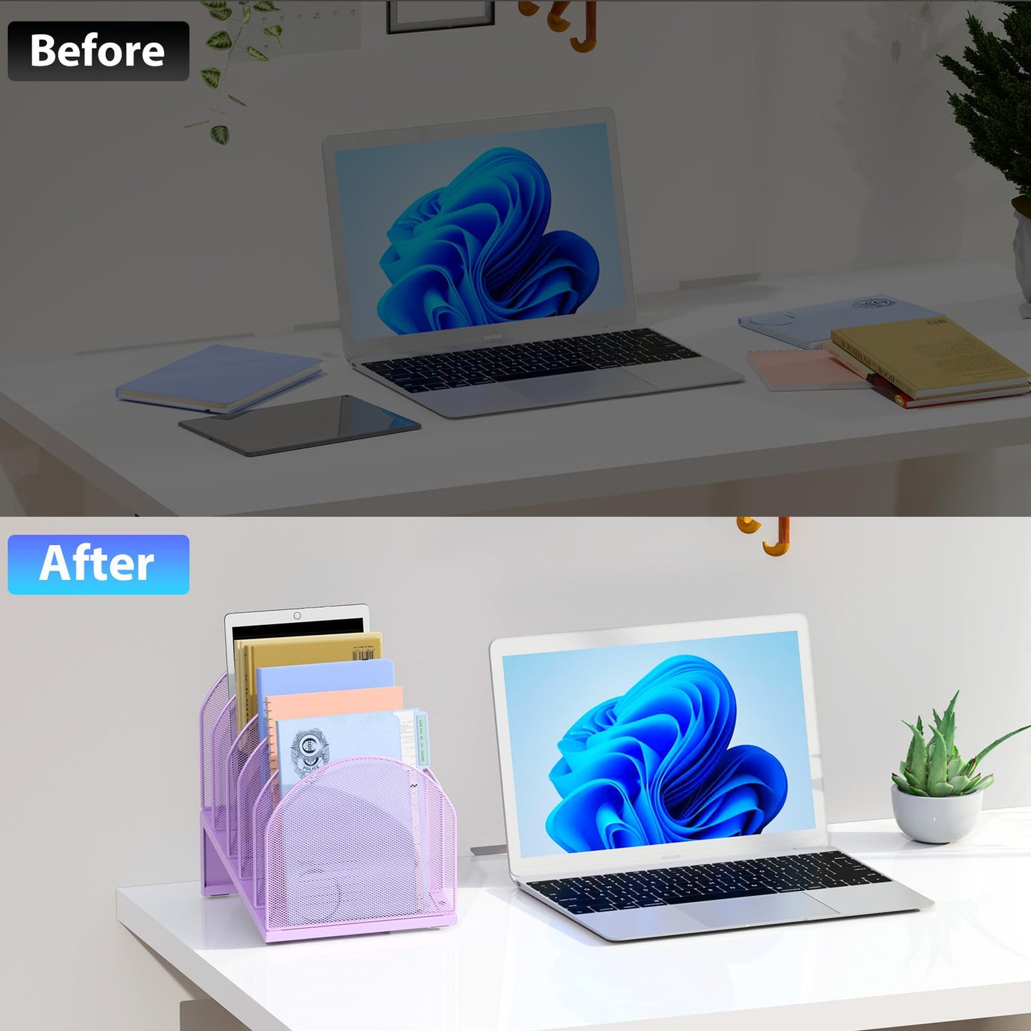 gianotter Desktop File Organizer with 5 Compartments