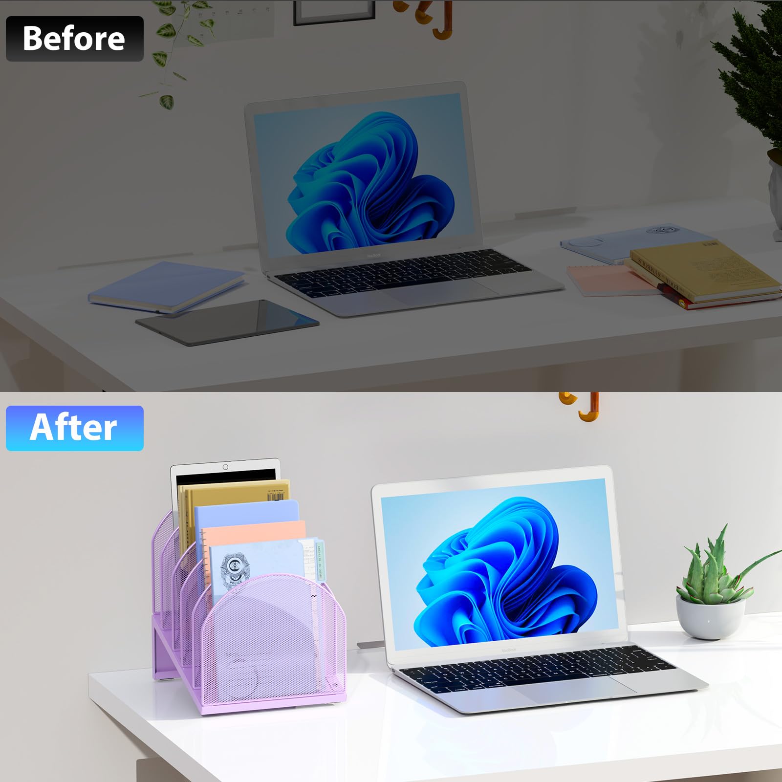 gianotter Desktop File Organizer with 5 Compartments