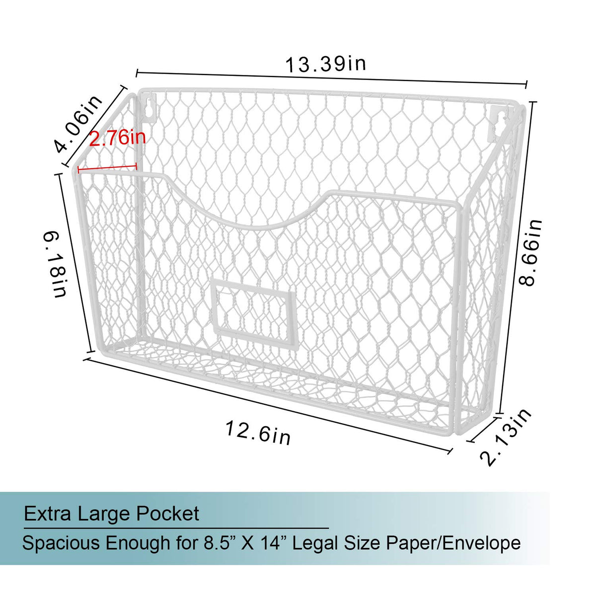 PAG-Mass 6 Pockets Hanging File Holder Wall Mount Mail Organizer Metal Chicken Wire Magazine Rack