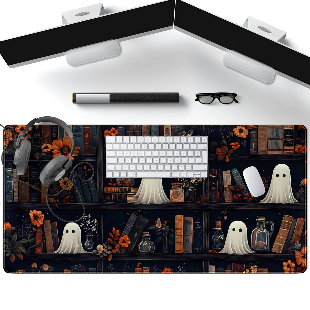 LuckyCow Cute Vintage Gothic Desk Mat Kawaii Dark Academia Desk Pad Medieval Large Flower XXL