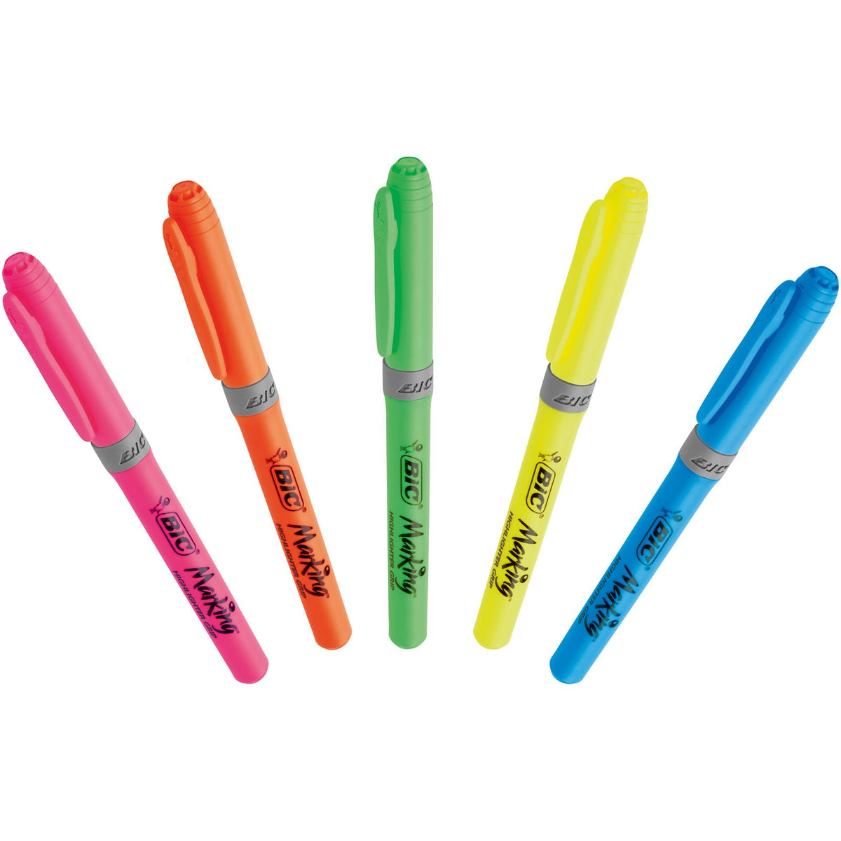BIC Highlighter Grip Pens - Green, Box of 12