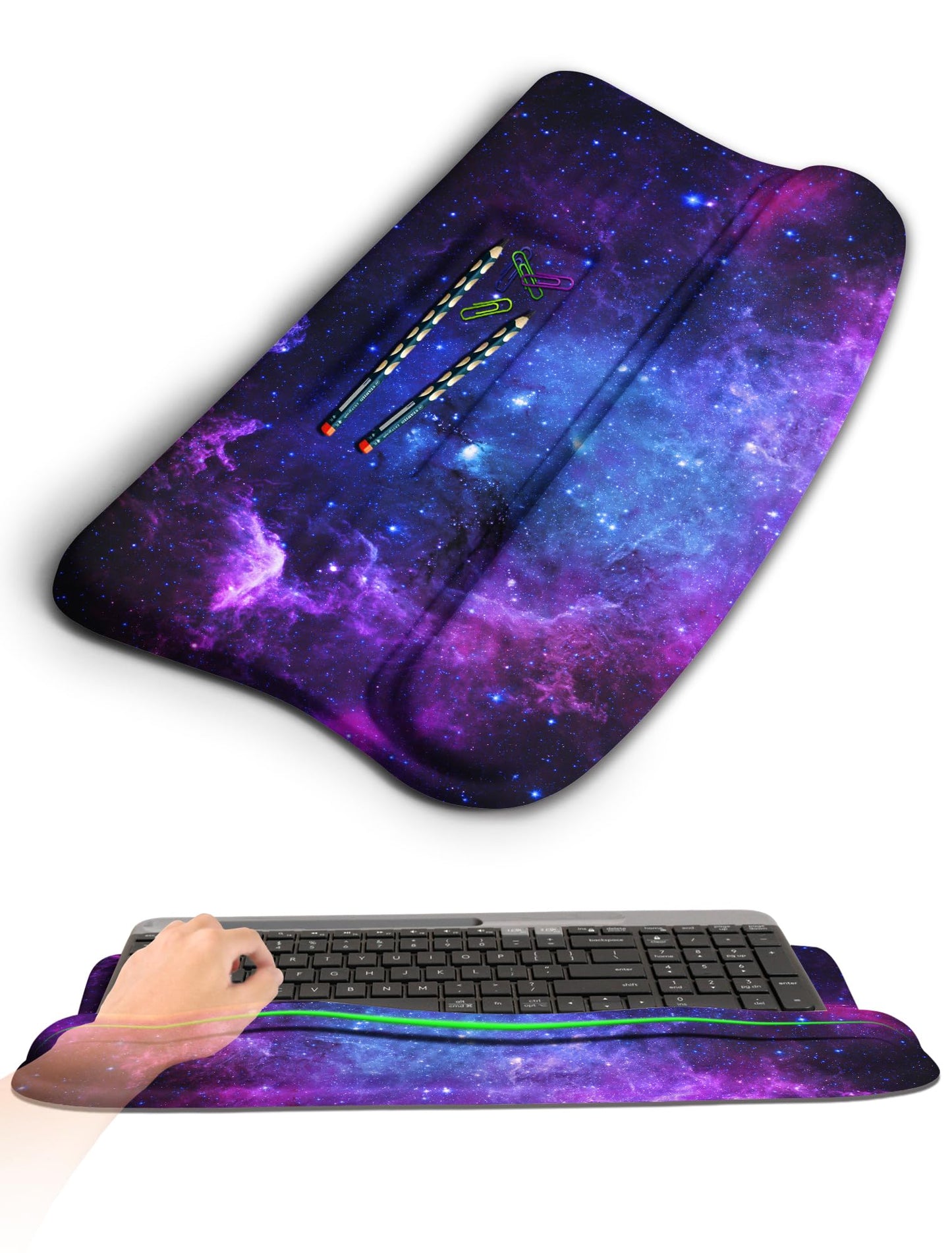 KUOSGM Ergonomic Wave Wrist Rest with Keyboard Stand, Cushioned Palm Rest, Comfortable Integrated