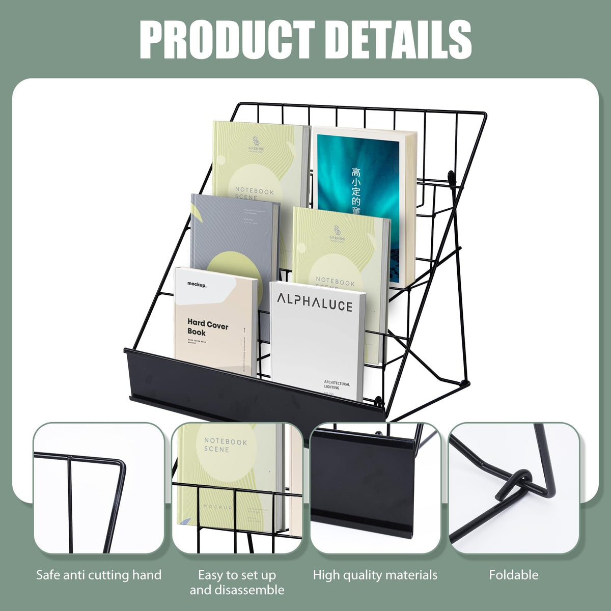 Book Signing Rack,Library Classroom Picture Literature Brochure 4 Tiered
