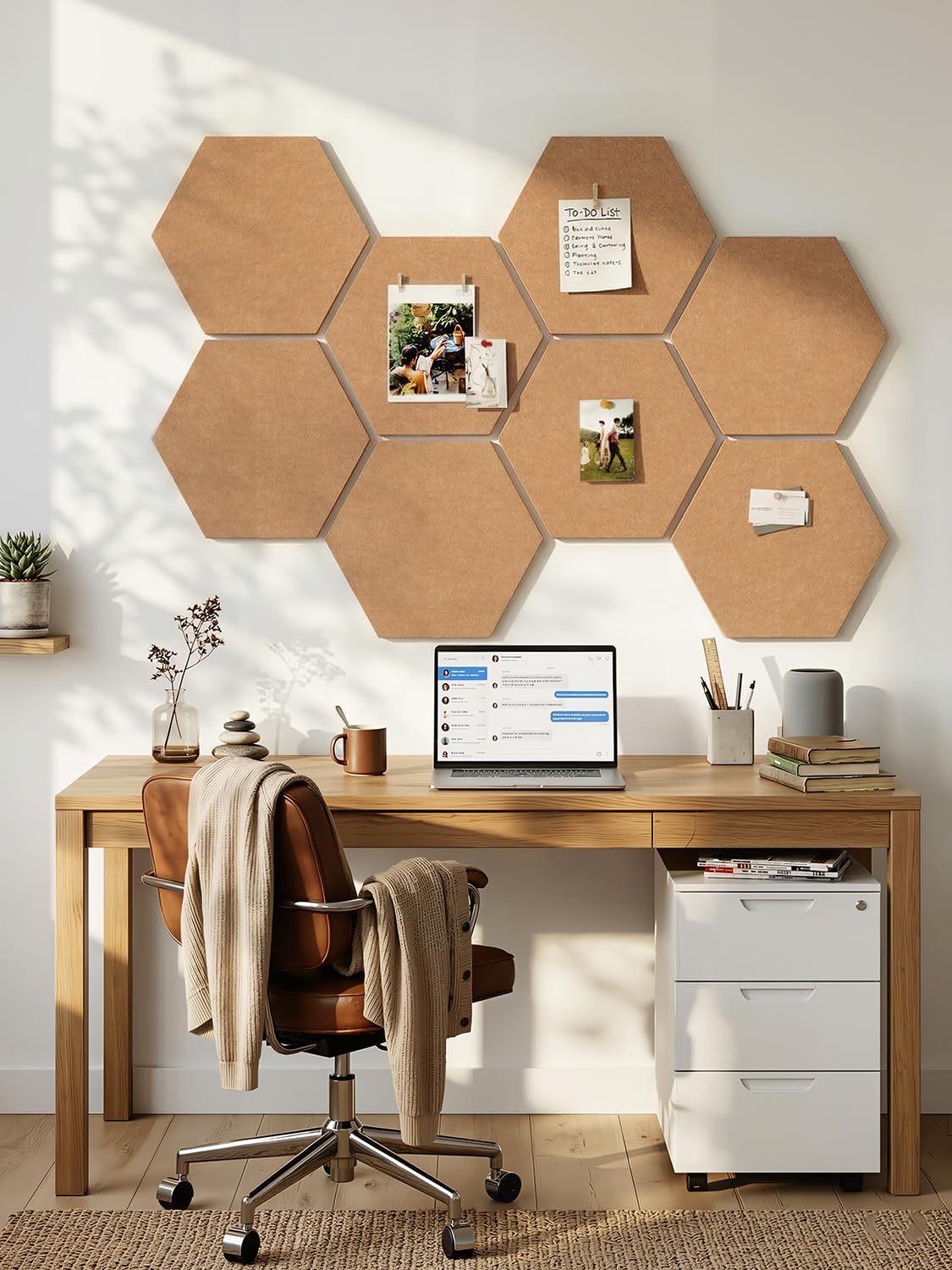Uoisaiko 8-Pack Hexagon Felt Bulletin Board Tiles, Cork Board Alternative