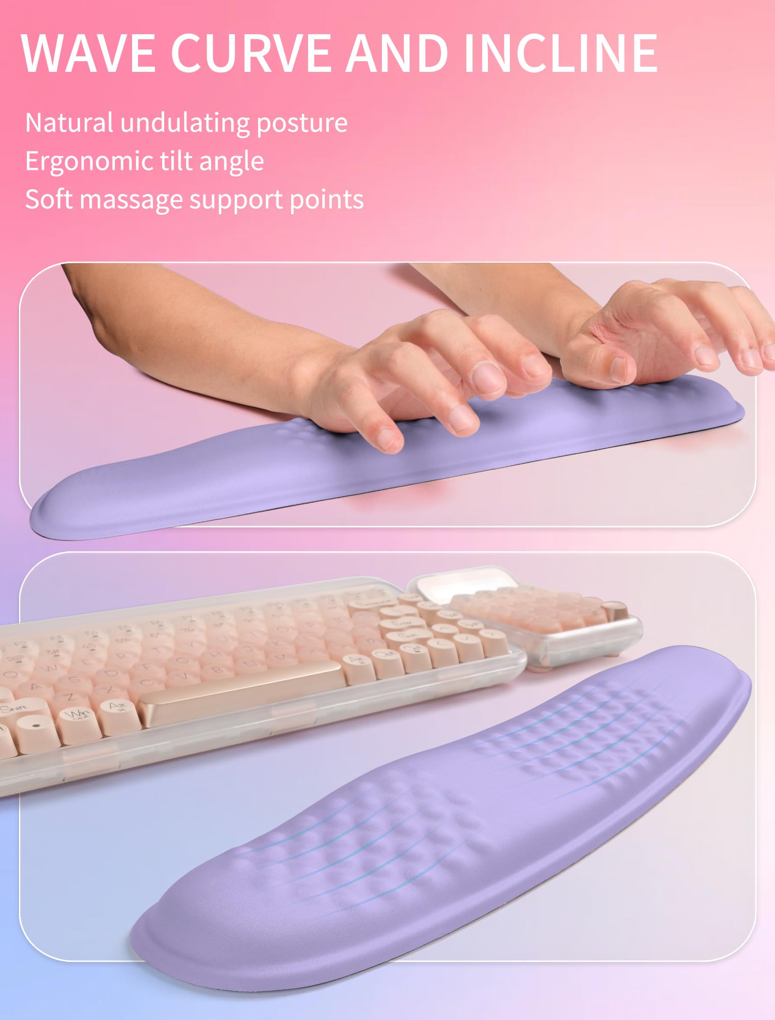 Hokafenle 2in1 Combination, Wave Keyboard Wrist Rest and Ergonomic Curvature Mouse Pad Wrist