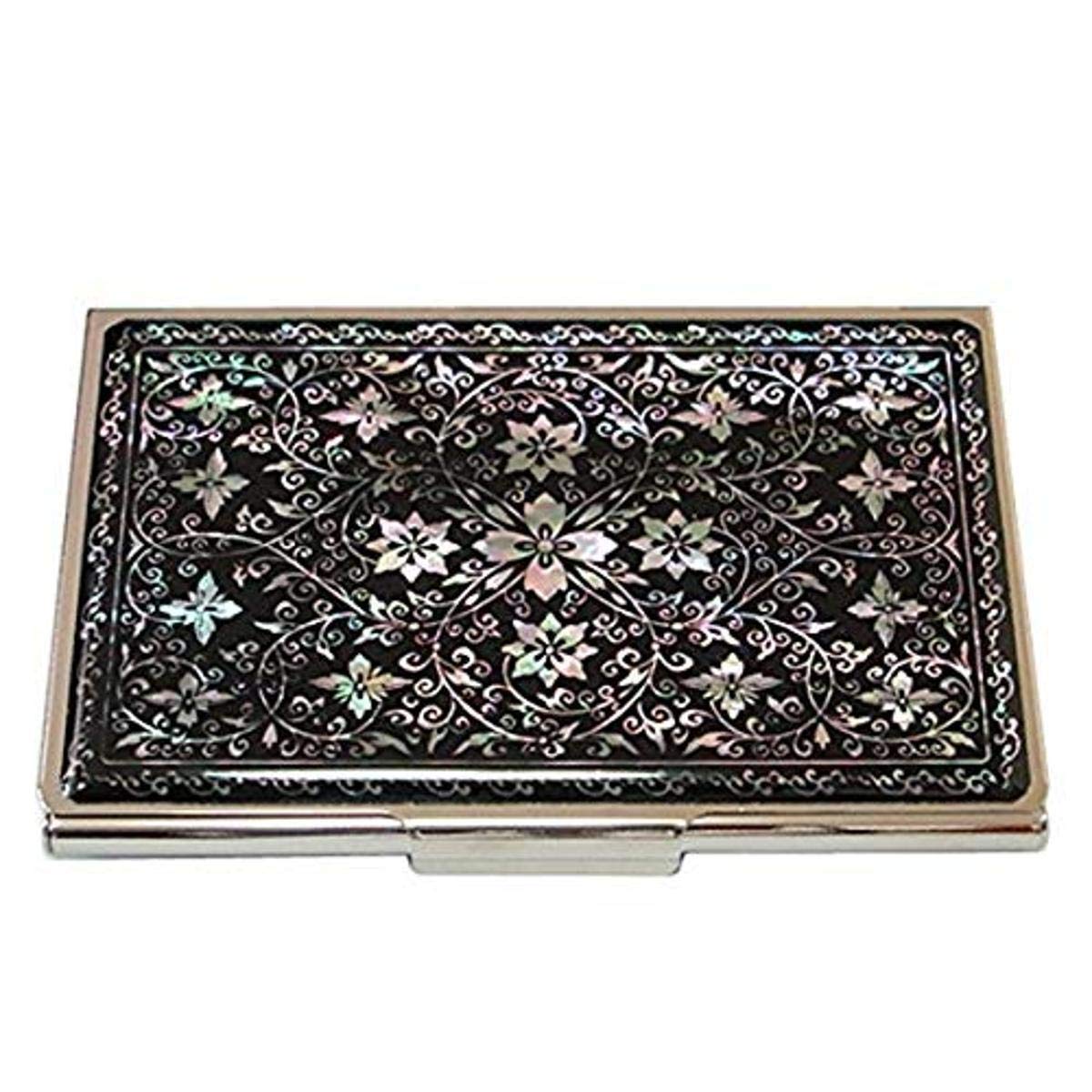 Mother of Pearl Design RFID Blocking Protection Business Card Case, Credit Card Holder, Metal Name