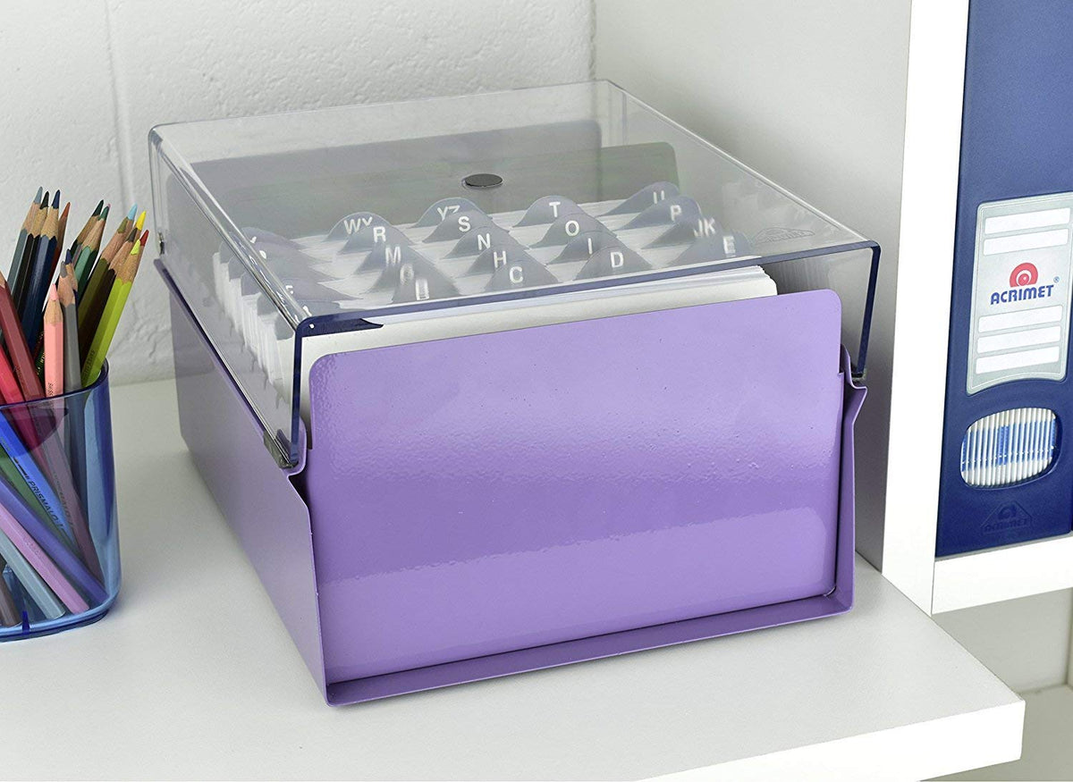 Acrimet 5 X 8 Card File Holder Organizer Box Metal Base Heavy Duty (AZ Index Cards and Divider
