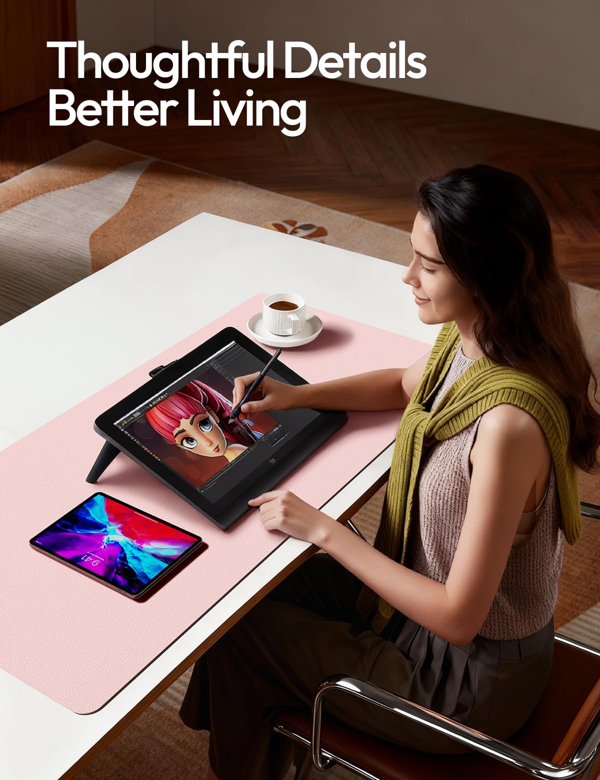 YSAGi Leather Desk Protector, Office Mat, Large Mouse Mat, Non-Slip PU Leather Blotter, Laptop Desk