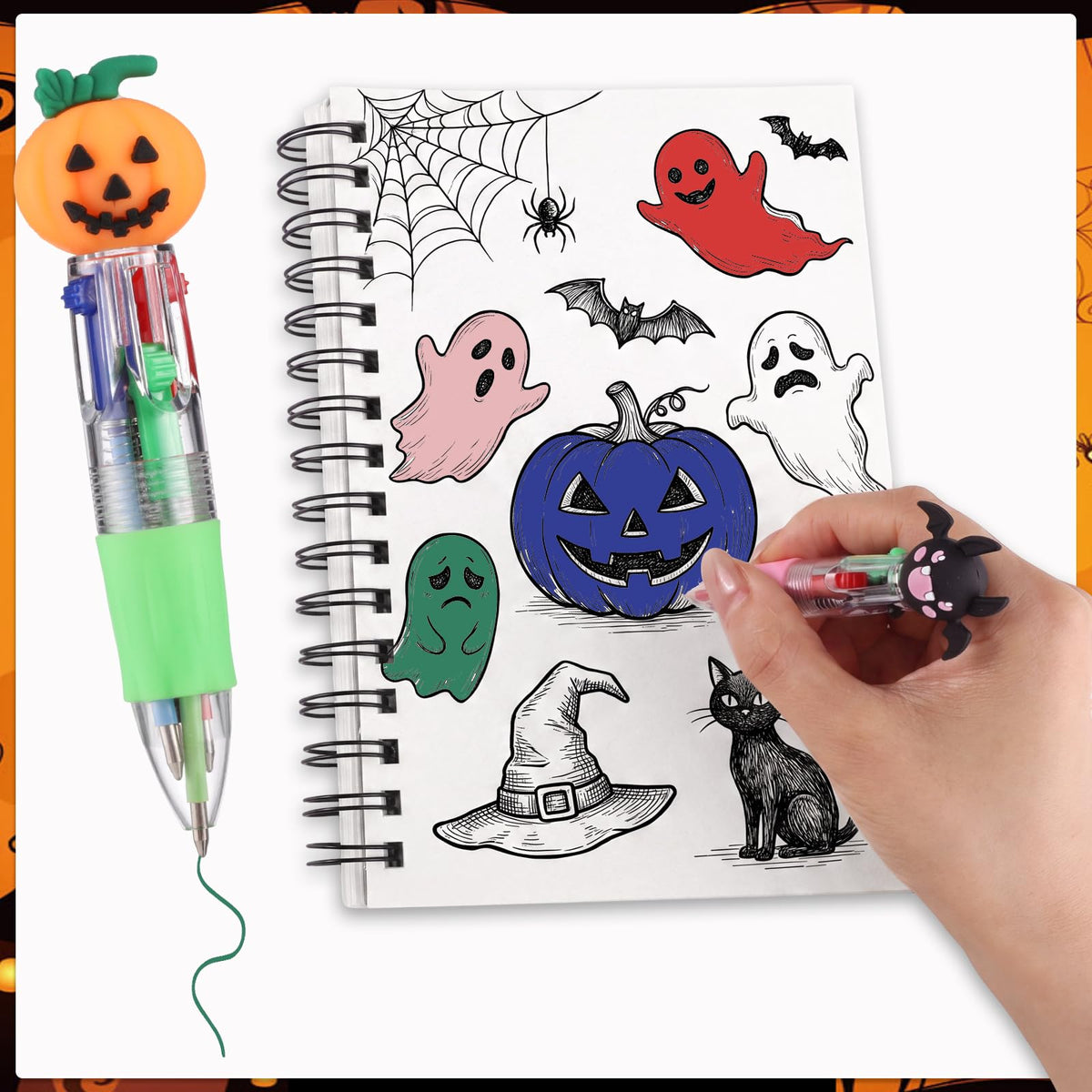 BESARME 48 Pcs Halloween Pens, Fun Multicolor Pens Gifts for Classroom
