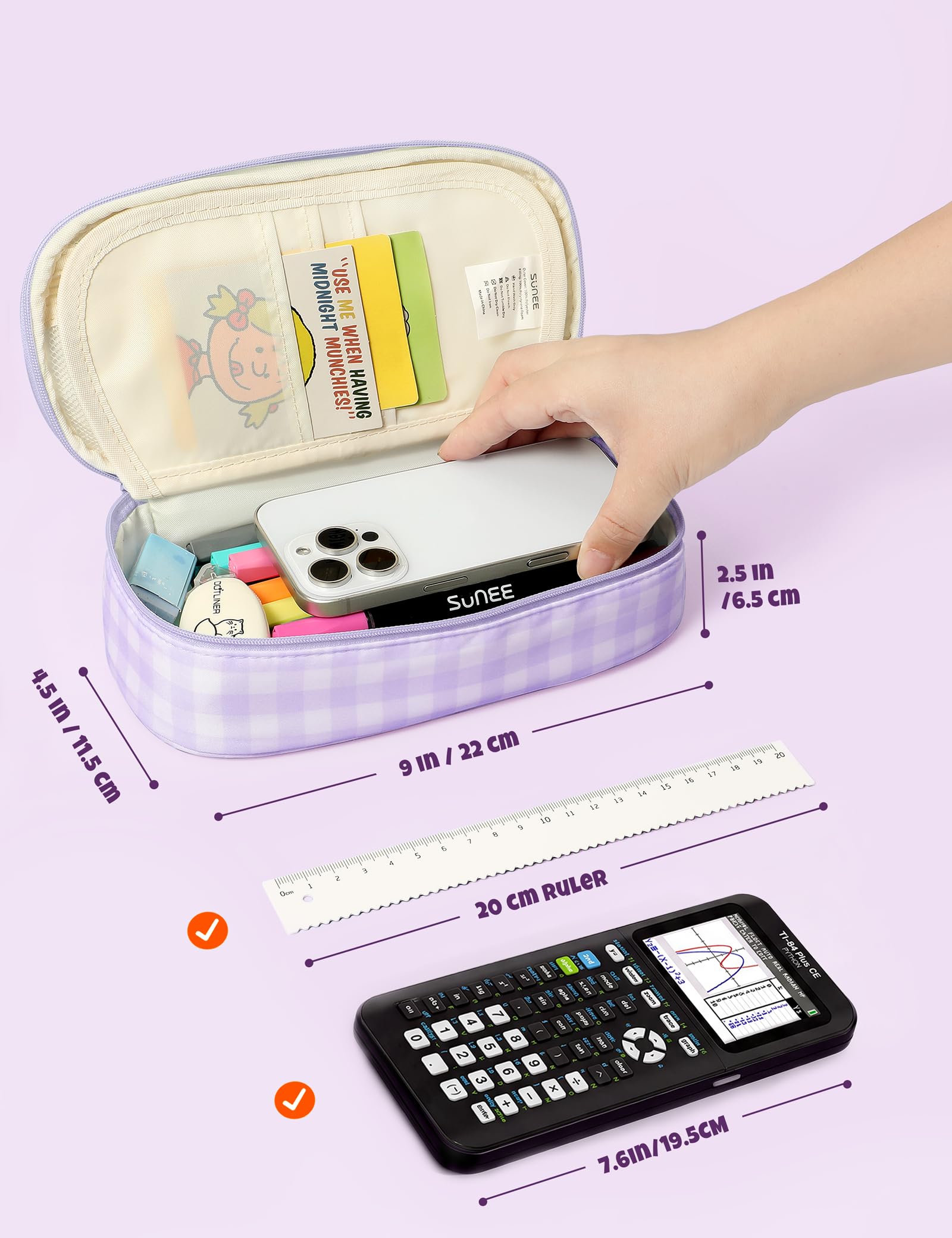 SUNEE Cute Pencil Case, Large Colored Pencil Pouch, Aesthetic Pen Bag with Zipper, Kawaii