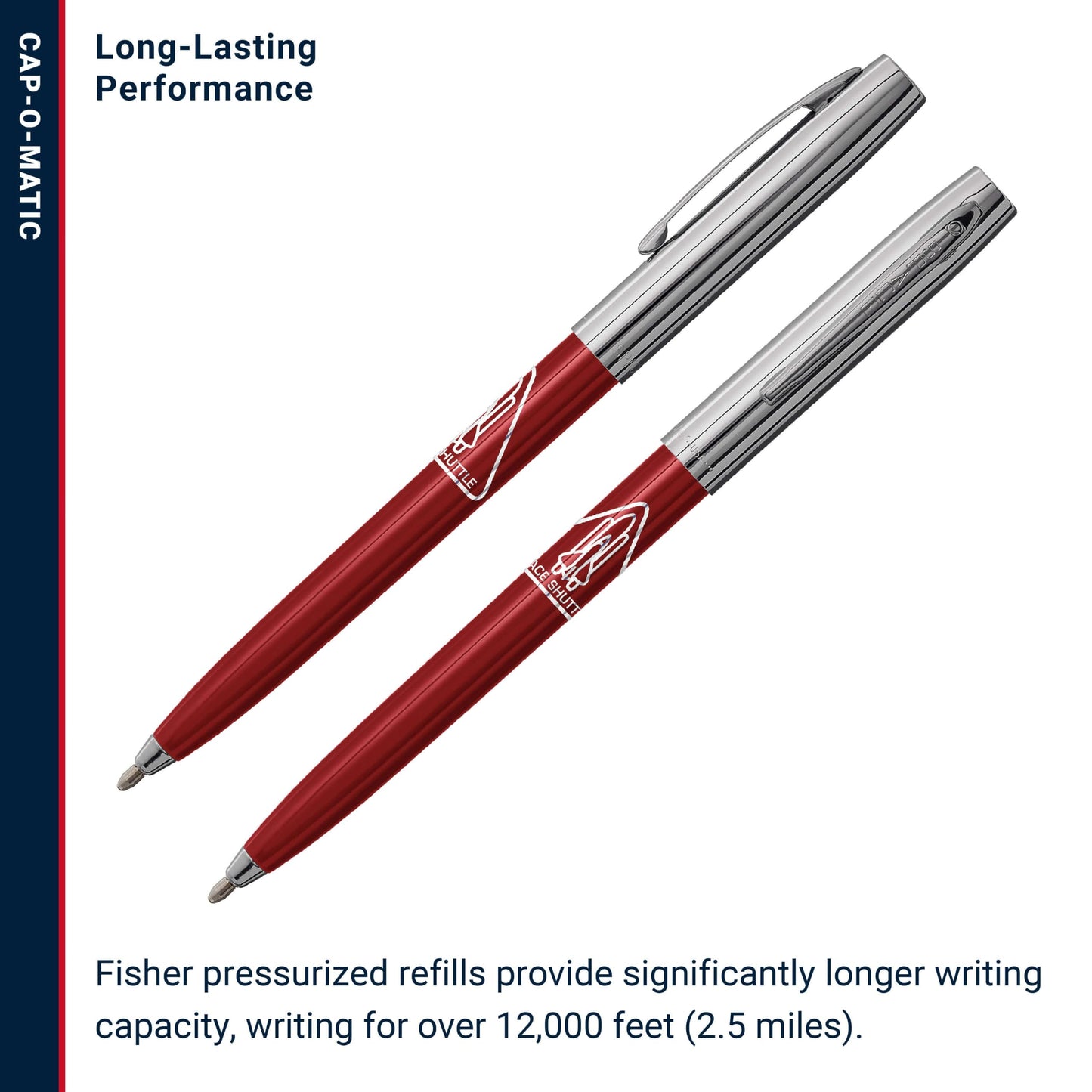 Fisher Space Pen Red and Chrome Space Shuttle Imprint Cap-O-Matic Pen
