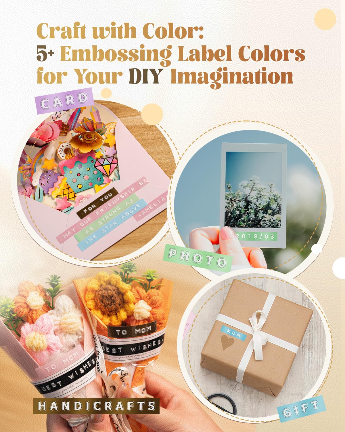 Embossing Label Maker, Scrapbook Junk Journal Supplies Kit, Embossed-Labels