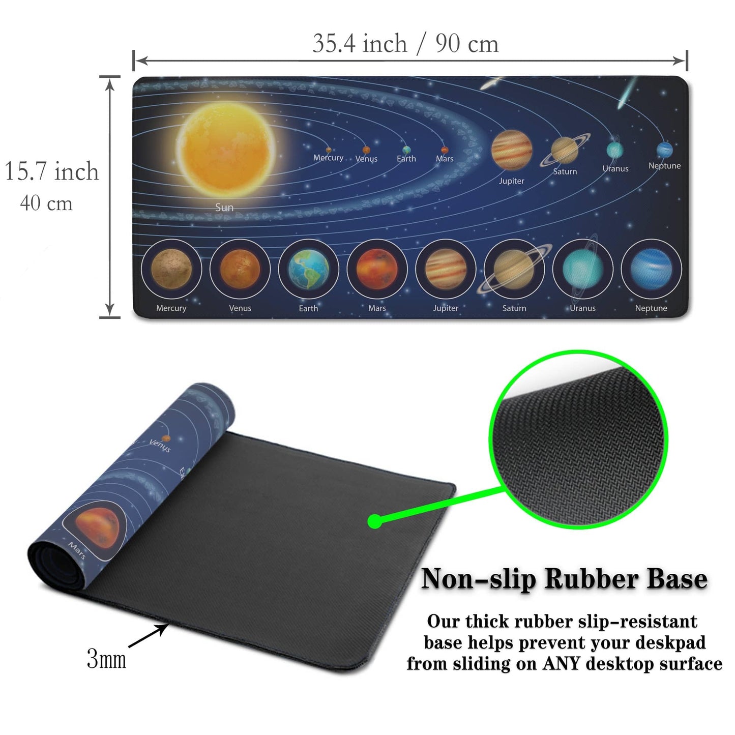 Samgula Biggest Mouse Pad - Yellow Pc Desk Mat, 900X400mm Waterproof Non-Slip Rubber Base, 35.4" X