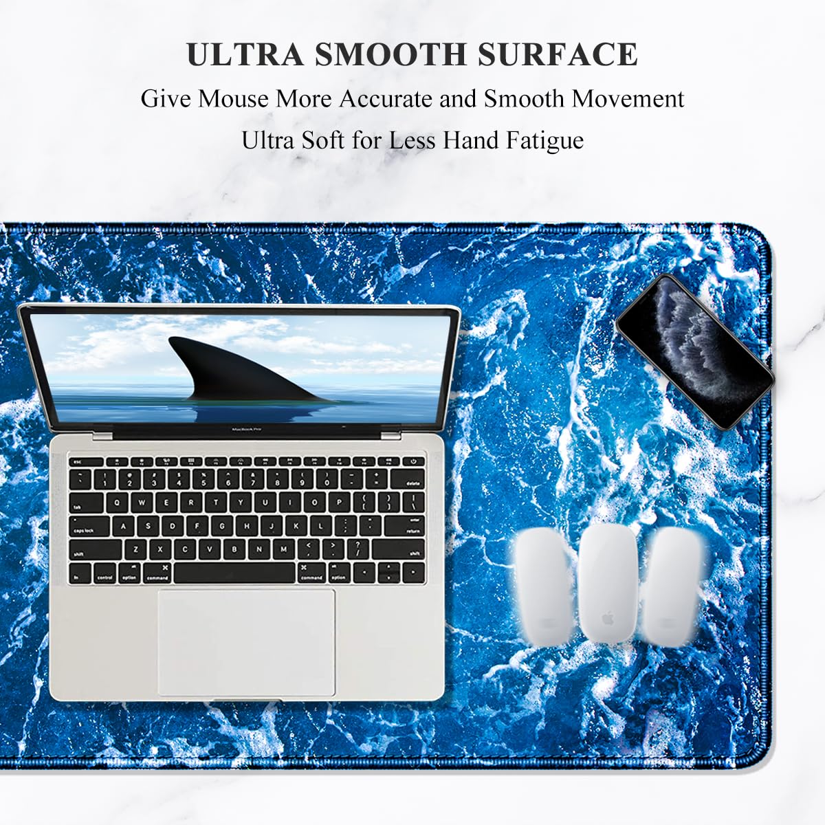 Auhoahsil Large Mouse Pad, XXL Desk Pad, Extened 35" x 15", Non-Slip Rubber Base, Stitched Edges