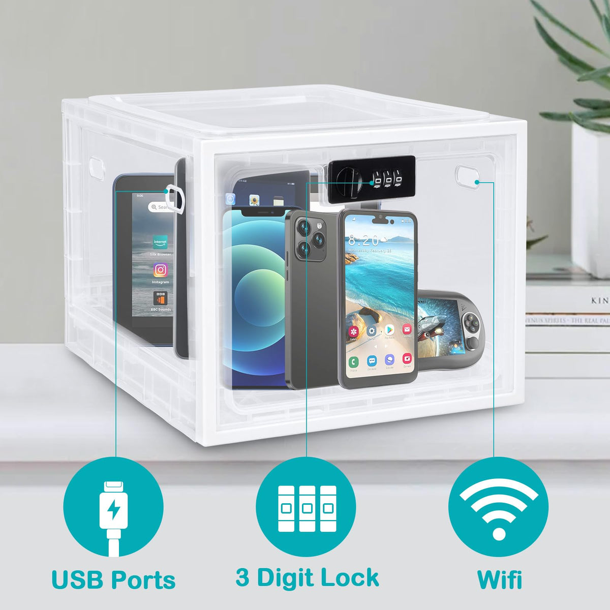 Lalifebuss Combination Lock Boxes for Personal Items, Lockable Storage Box for Office