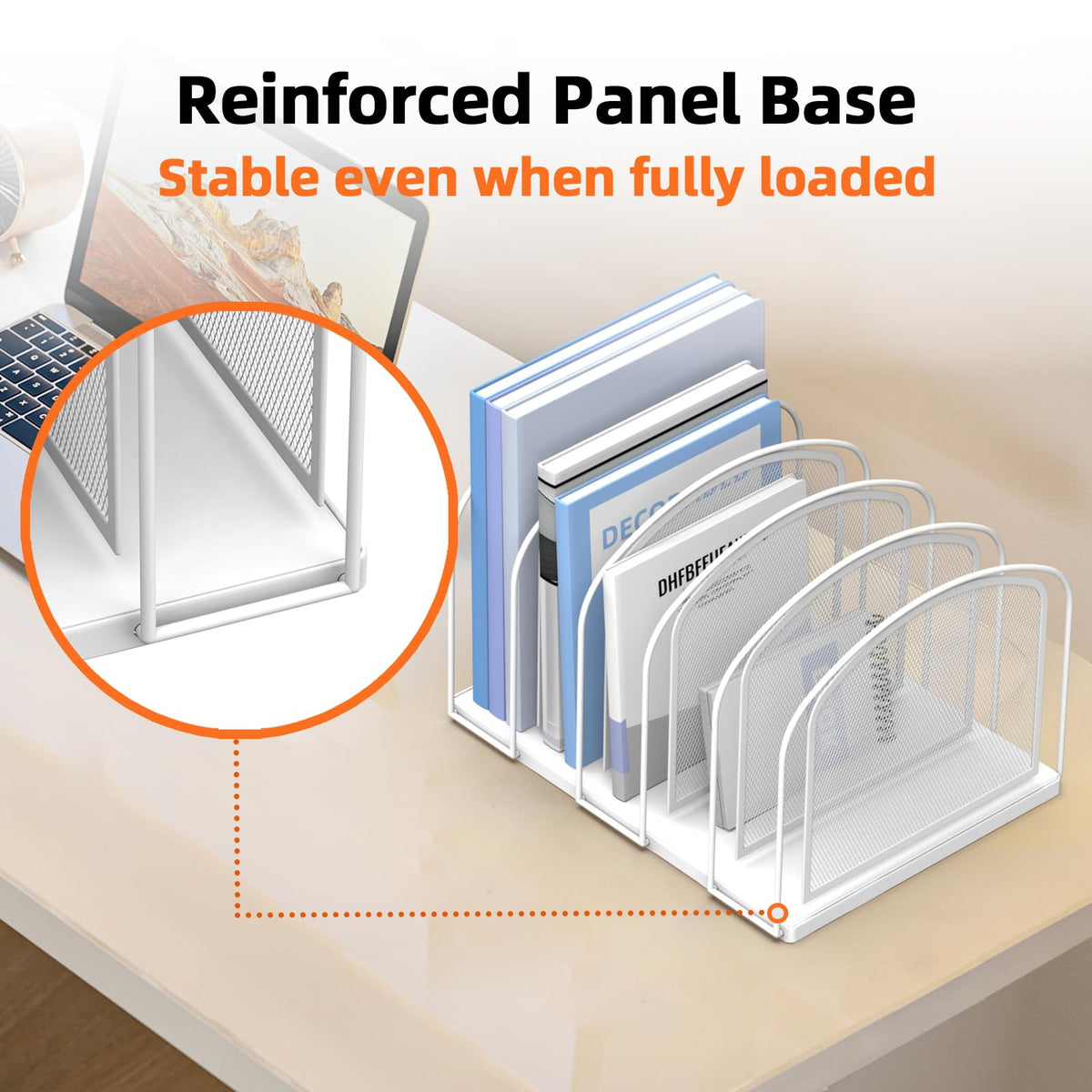 SUPEASY 5-Section Vertical File Organizer, Mesh Desk Organizer, White