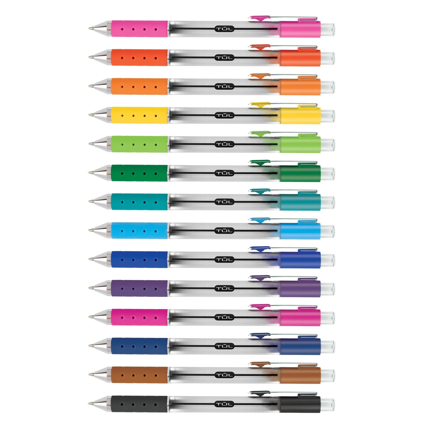 TUL® GL Series Retractable Gel Pens, Medium Point, 0.7 mm, Silver Barrel, Assorted Standard &