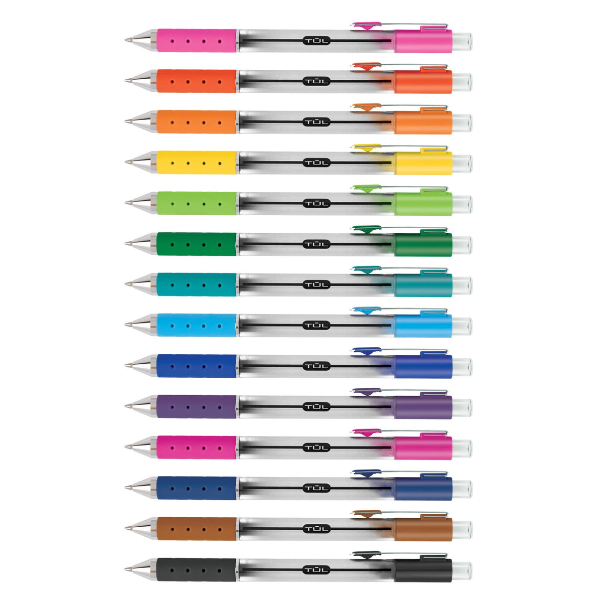 TUL® GL Series Retractable Gel Pens, Medium Point, 0.7 mm, Silver Barrel, Assorted Standard &