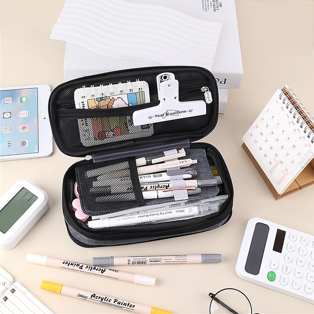iSuperb Foldable Pencil Case Zipper Big Capacity Aesthetic Canvas Pencil Pouch Compartments