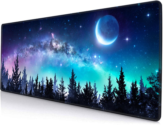 SANWUMIAN Gaming Large Mouse Pad with Stitched Edges, Galaxy Desk Mat, Extended Keyboard Pad