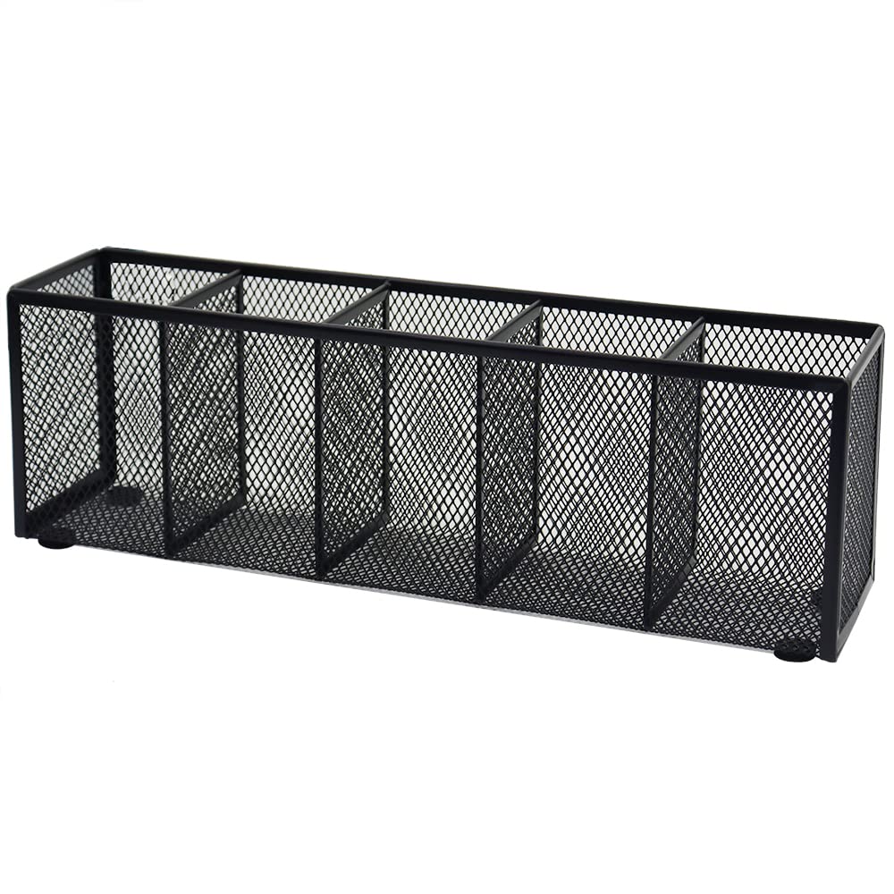 Flytreal Black Mesh Pen Pencil Holder, Small Metal Desk Organizer Desktop Stationery Office