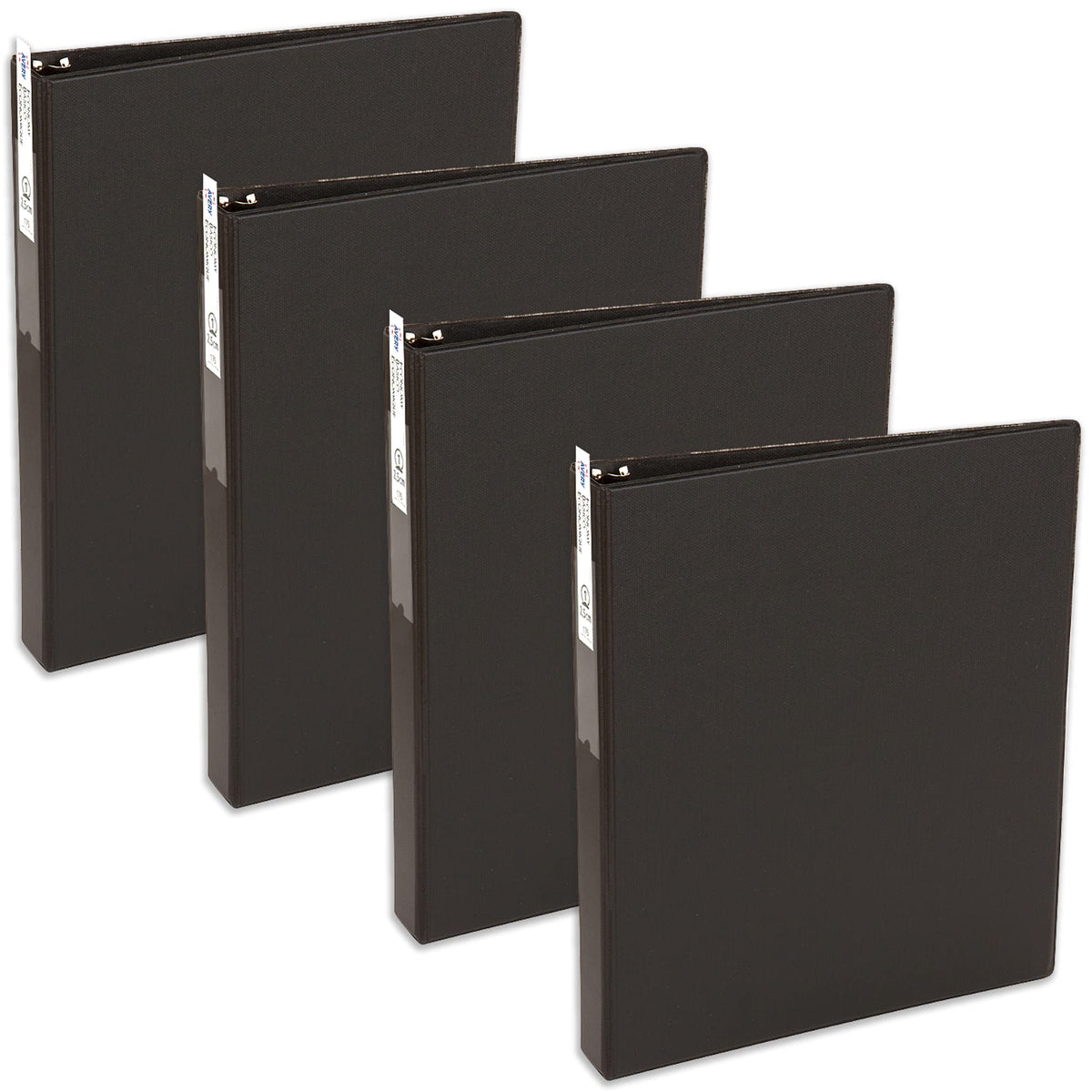 Avery Standard 3 Ring Binder, 1" Round Rings, 4 Black Binders