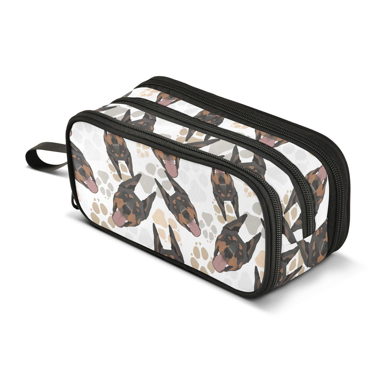 Sletend Pencil Case Doberman Dog 3 Compartments Pencil Pouch