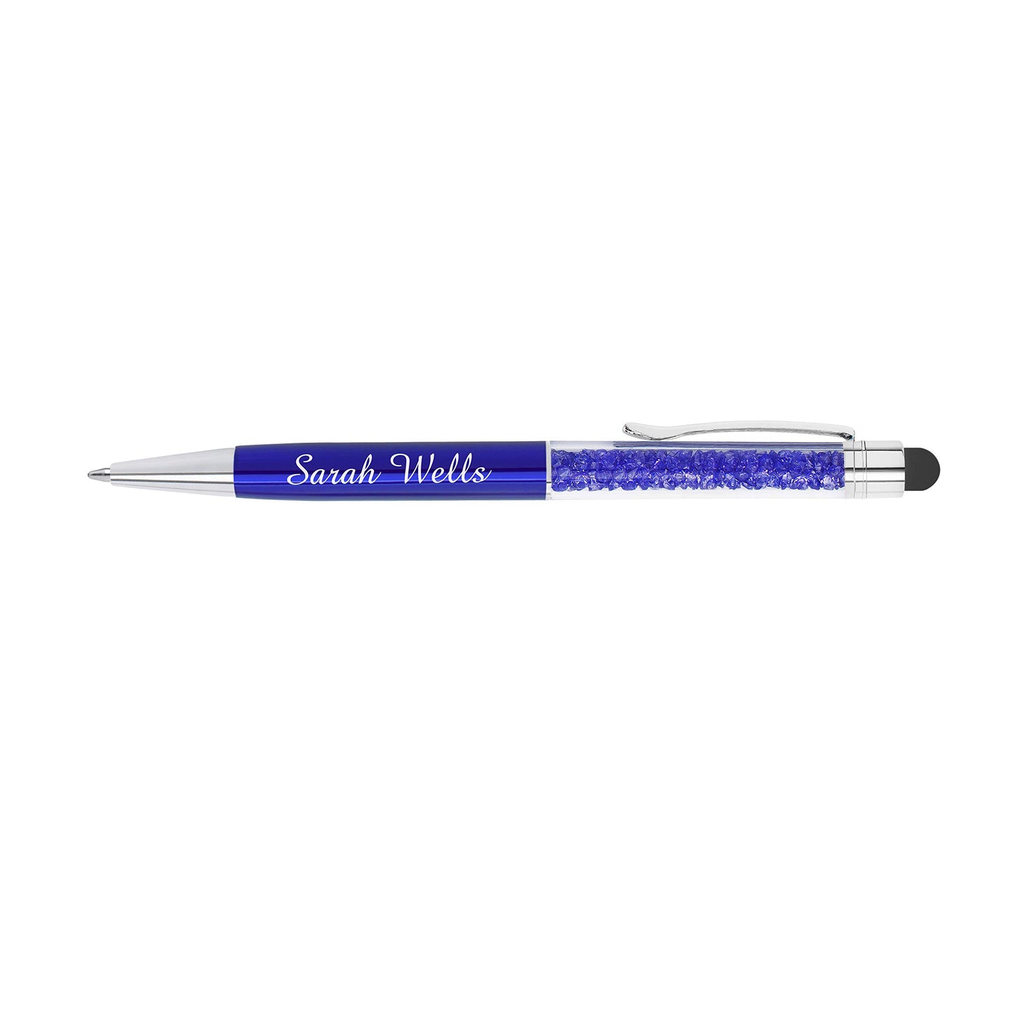 ExpressDesigns™ - Personalized Crystal Pens with Stylus - Metal Gem Pen - Custom Metallic Printed