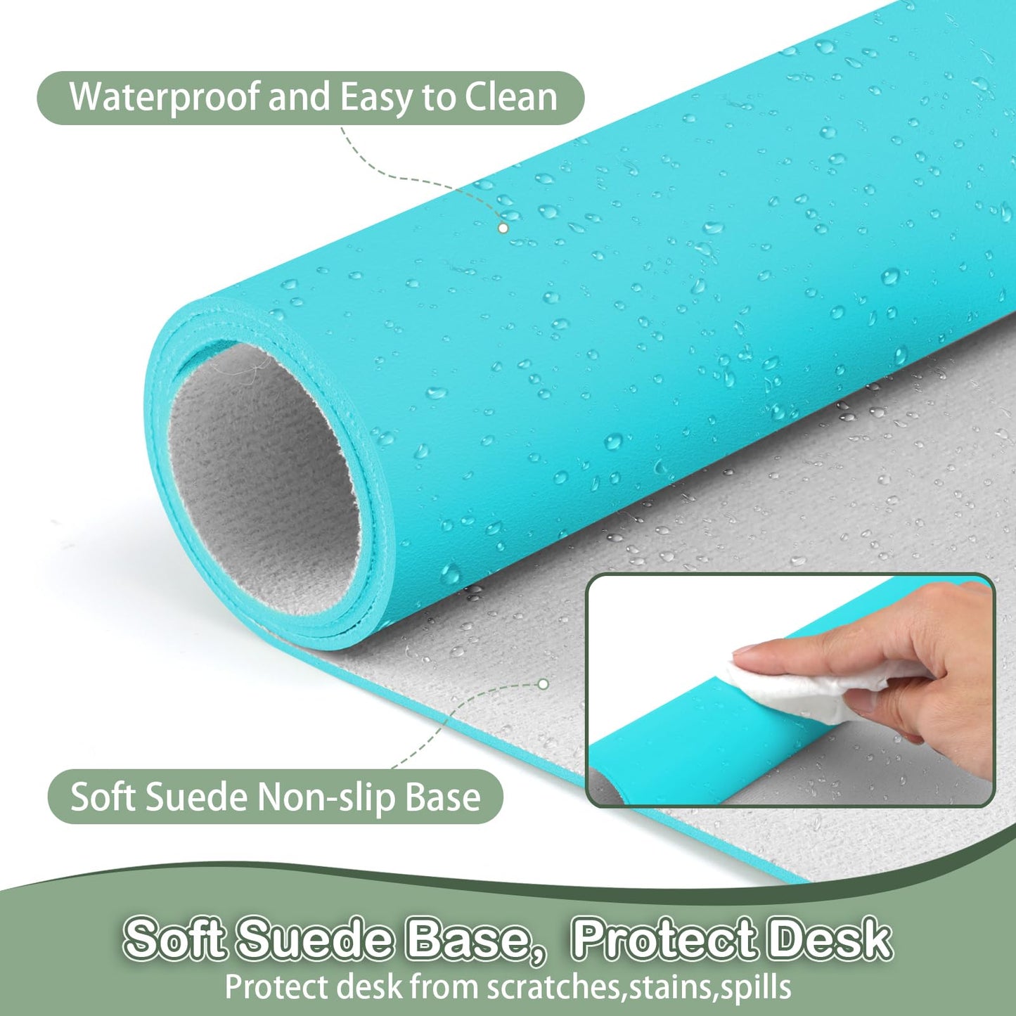 Boutilon Leather Desk Pad Protector,Non-Slip Mouse Pad,Laptop Desk Pad,Office Mouse Mat,Waterproof