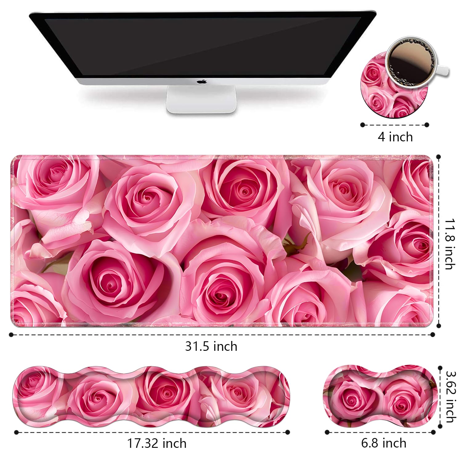 Ergonomic Keyboard Wrist Rest and Mouse Pad Wrist Rest Set, Large XXL Gaming Mousepad 31.5"x 11.8"