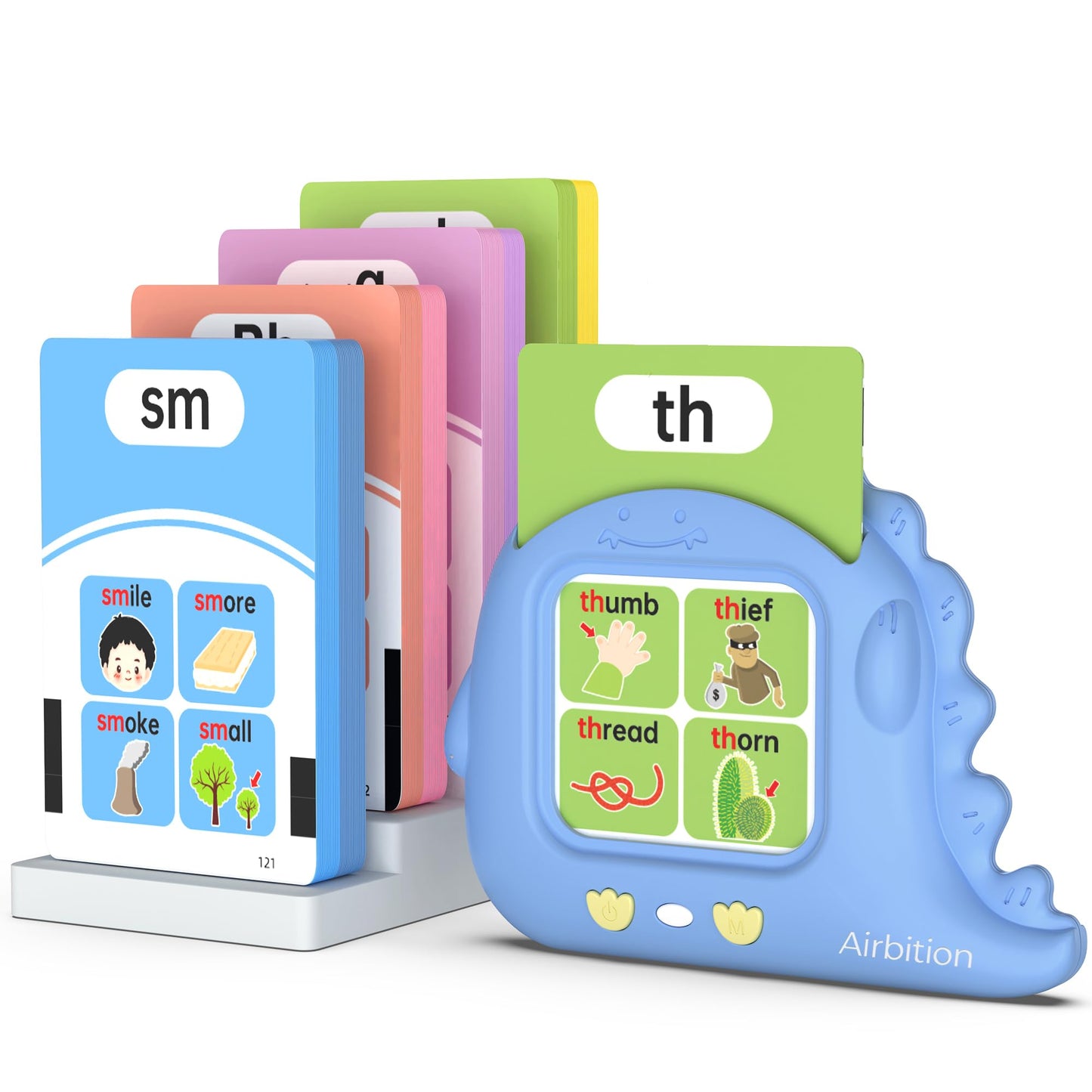 Phonics Talking Flash Cards for Toddlers 3-8, Airbition Learn to Read in 20 Stages, Digraphs CVC