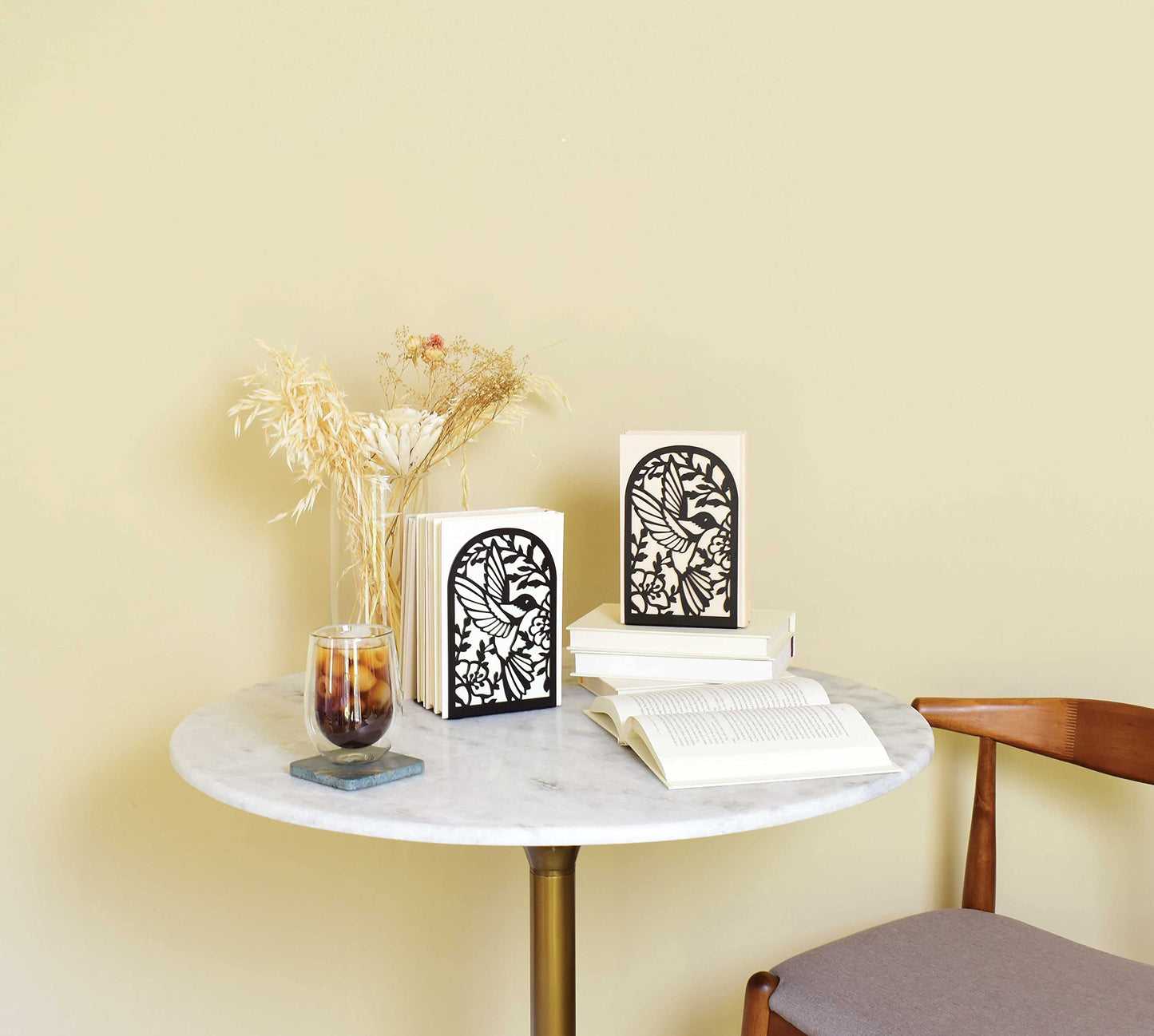 CNK Premium BookEnds - Heavy Duty Metal Book Stoppers for Home Office, Decorative Book Shelf