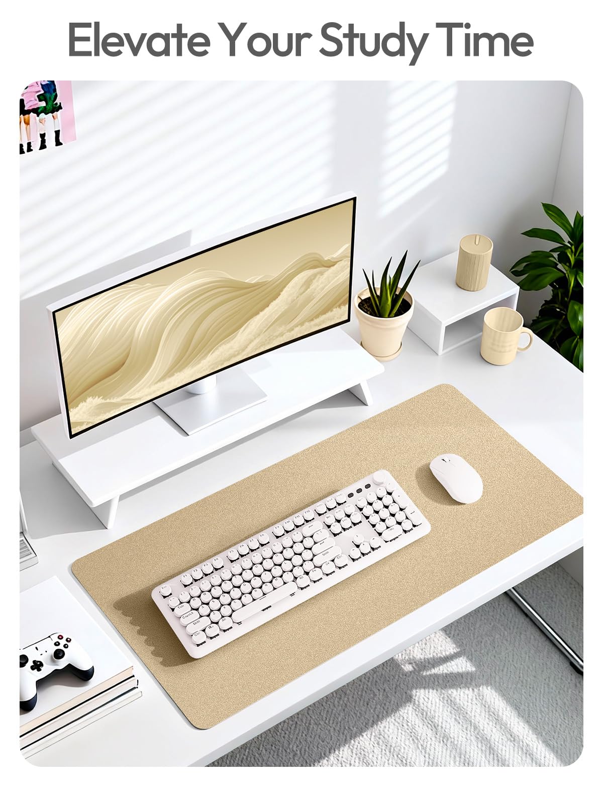 YSAGi Leather Desk Pad Protector, Office Desk Mat, Large Mouse Pad, Non-Slip PU Leather Desk